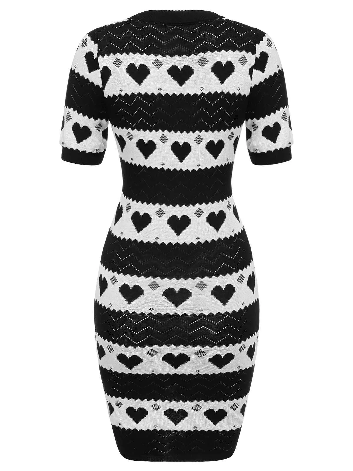Black 1960s Contrasting Heart Knitting Dress sold by Retro Stage product image thumbnail 5