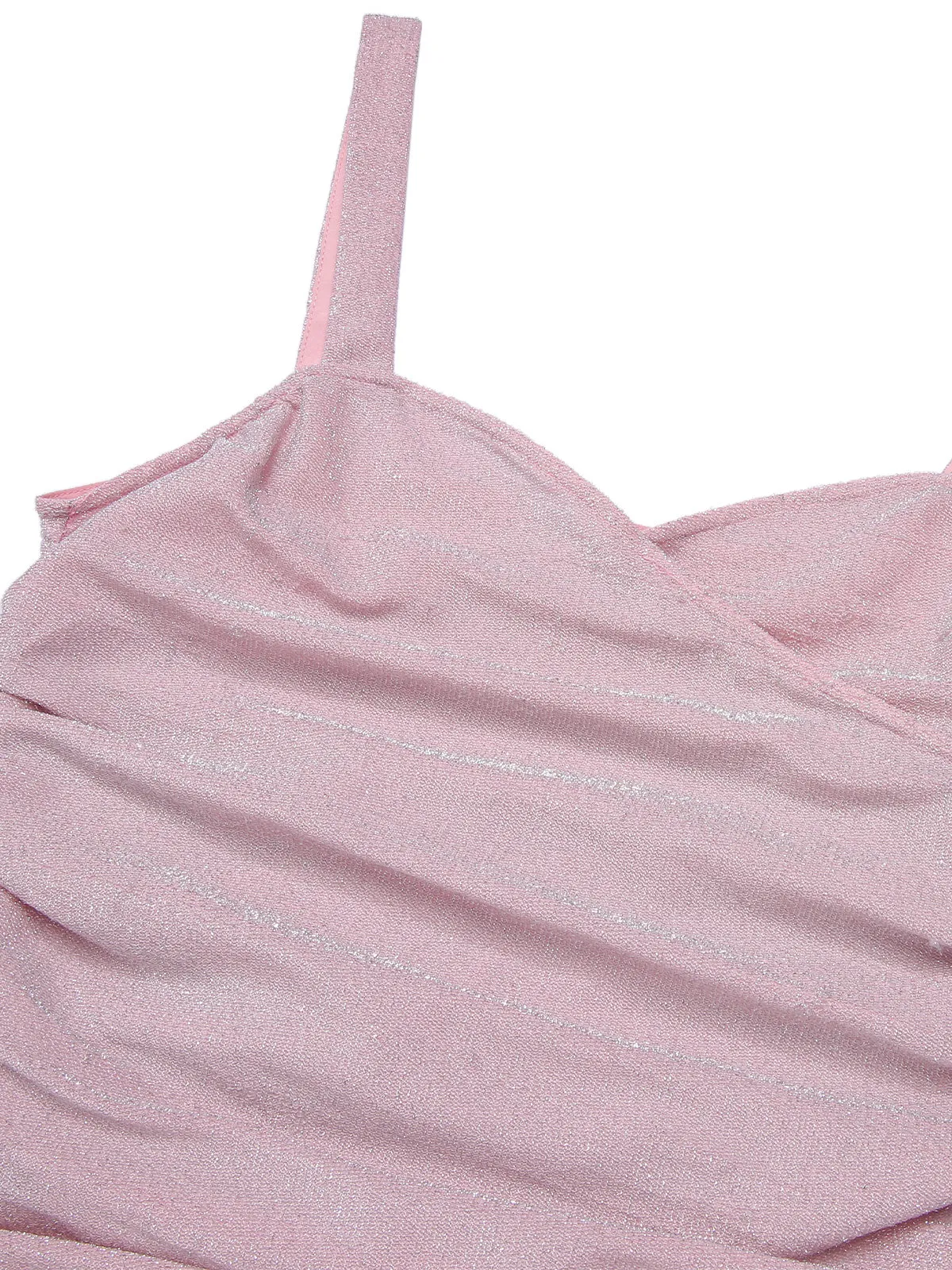 Pink 1960s Solid Glitter Pleated Strap Dress sold by Retro Stage product image thumbnail 5