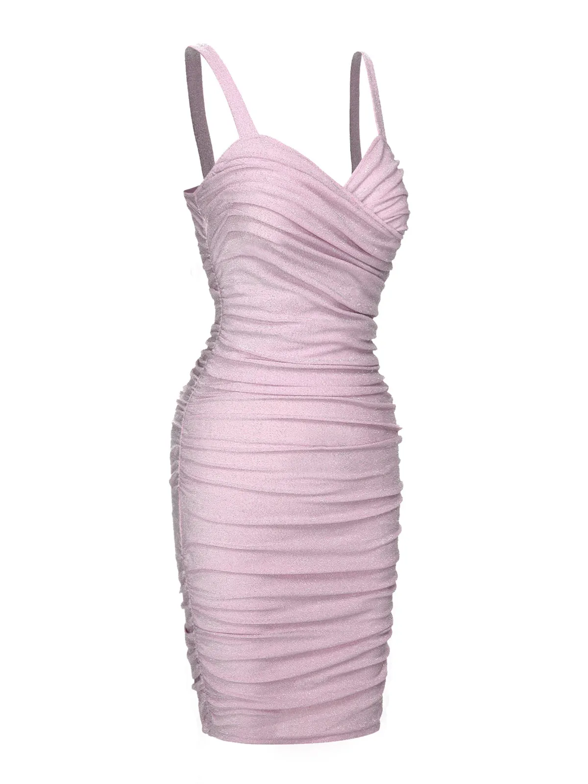 Pink 1960s Solid Glitter Pleated Strap Dress sold by Retro Stage product image thumbnail 3