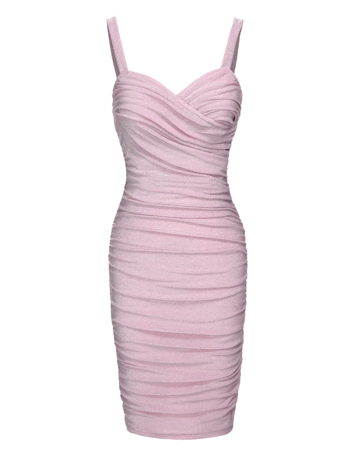 Pink 1960s Solid Glitter Pleated Strap Dress sold by Retro Stage product image thumbnail 2