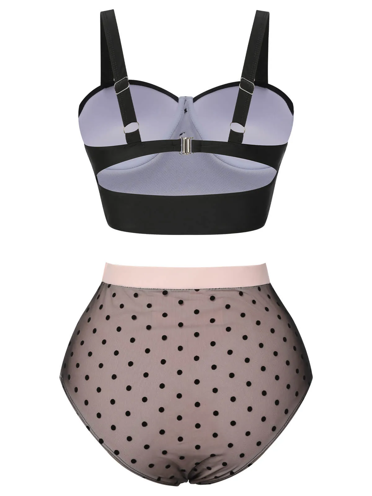 Black 1960s Polka Dots Mesh Swimsuit sold by Retro Stage product image thumbnail 4