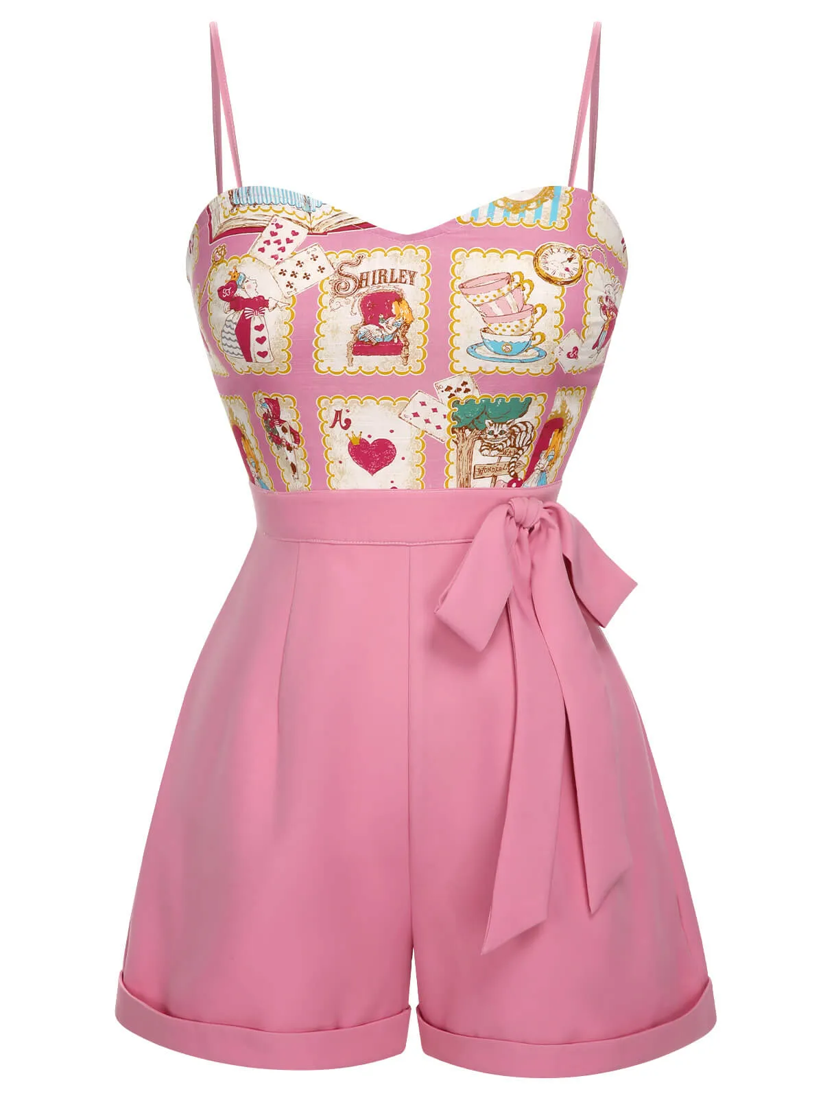 Pink 1950s Cartoon Pattern Spaghetti Strap Romper sold by Retro Stage product image thumbnail 2