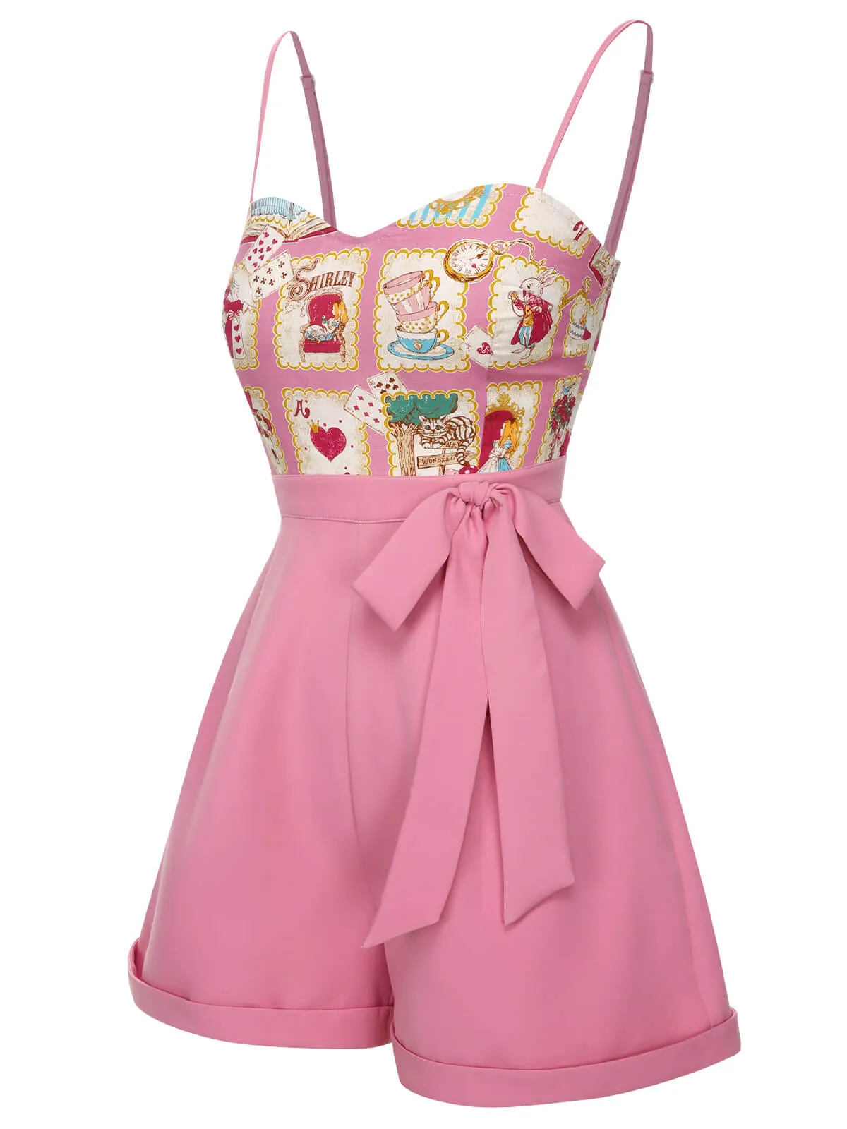 Pink 1950s Cartoon Pattern Spaghetti Strap Romper sold by Retro Stage product image thumbnail 3