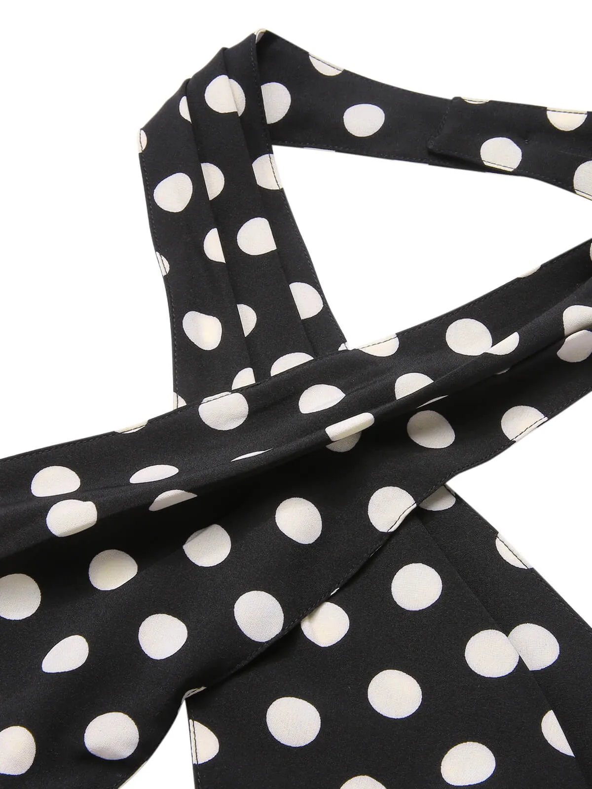 Black 1940s Polka Dots Cross Halter Jumpsuit sold by Retro Stage product image thumbnail 5