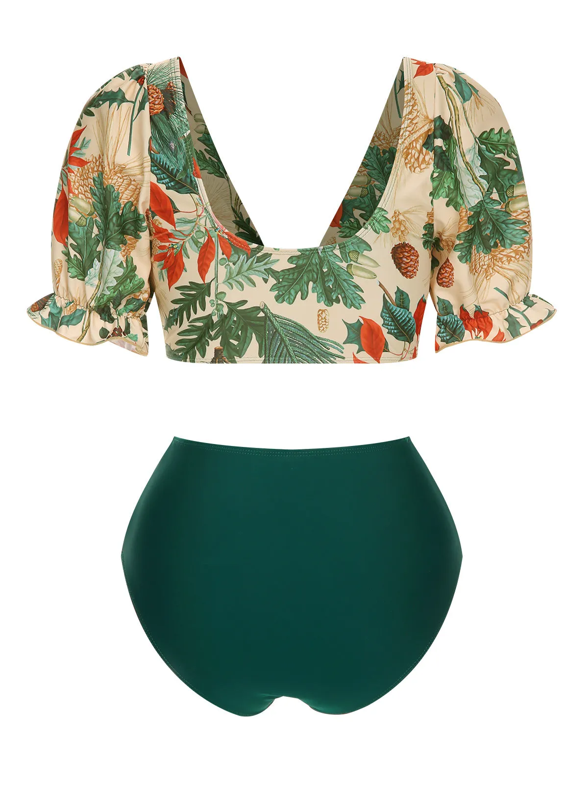 1950s Tropical Plant Patchwork Bikini Set & Cover-Up sold by Retro Stage product image thumbnail 5