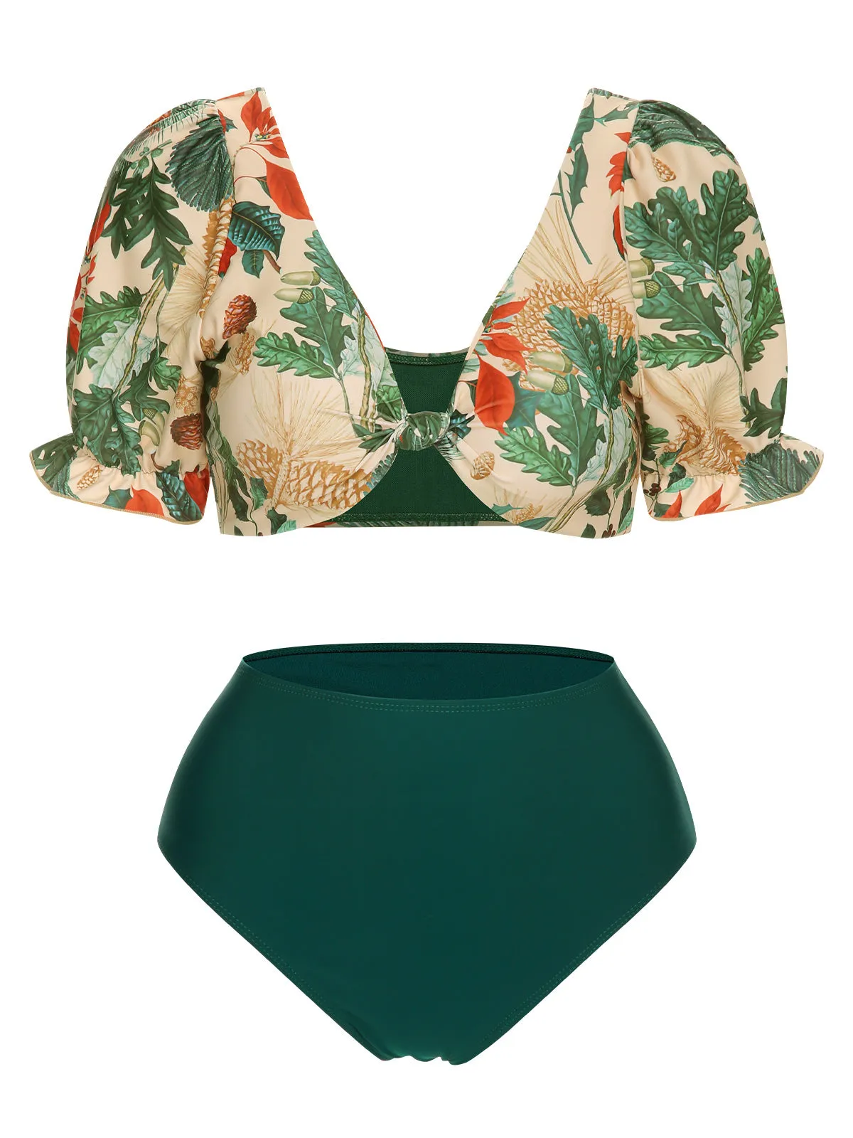 1950s Tropical Plant Patchwork Bikini Set & Cover-Up sold by Retro Stage product image thumbnail 4