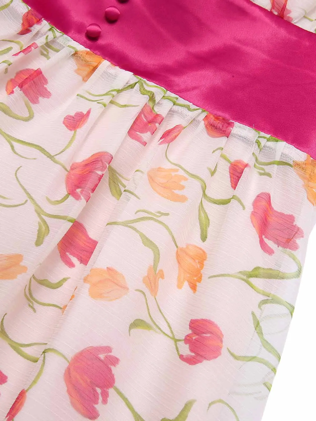 1950s Boat Neck Tulip Button Sleeveless Dress sold by Retro Stage product image thumbnail 5