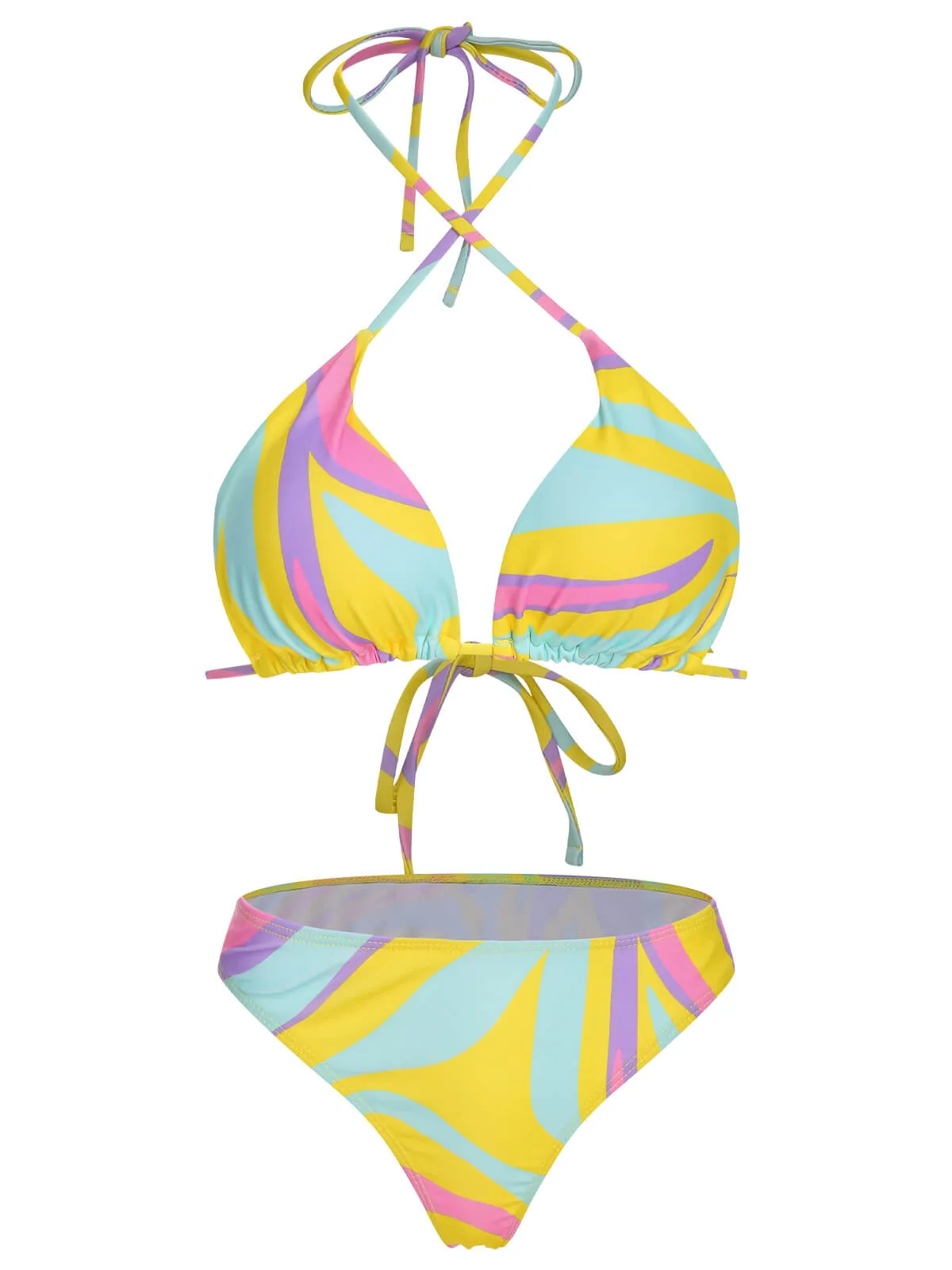 1970s Colorful Halter Bikini Set & Cover-Up sold by Retro Stage product image thumbnail 5