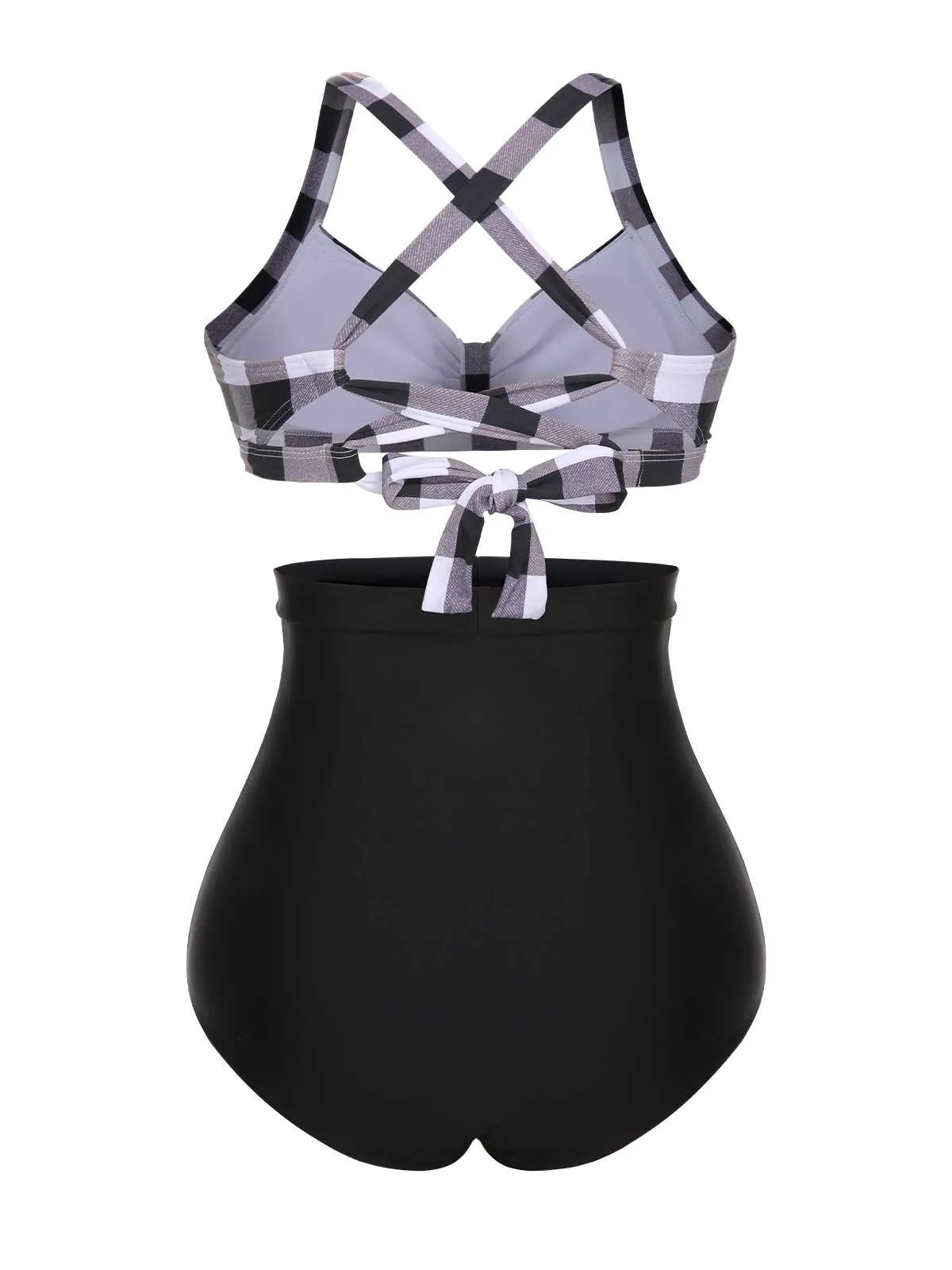 1950s Double Strap Buttoned Plaids Swimsuit sold by Retro Stage product image thumbnail 4