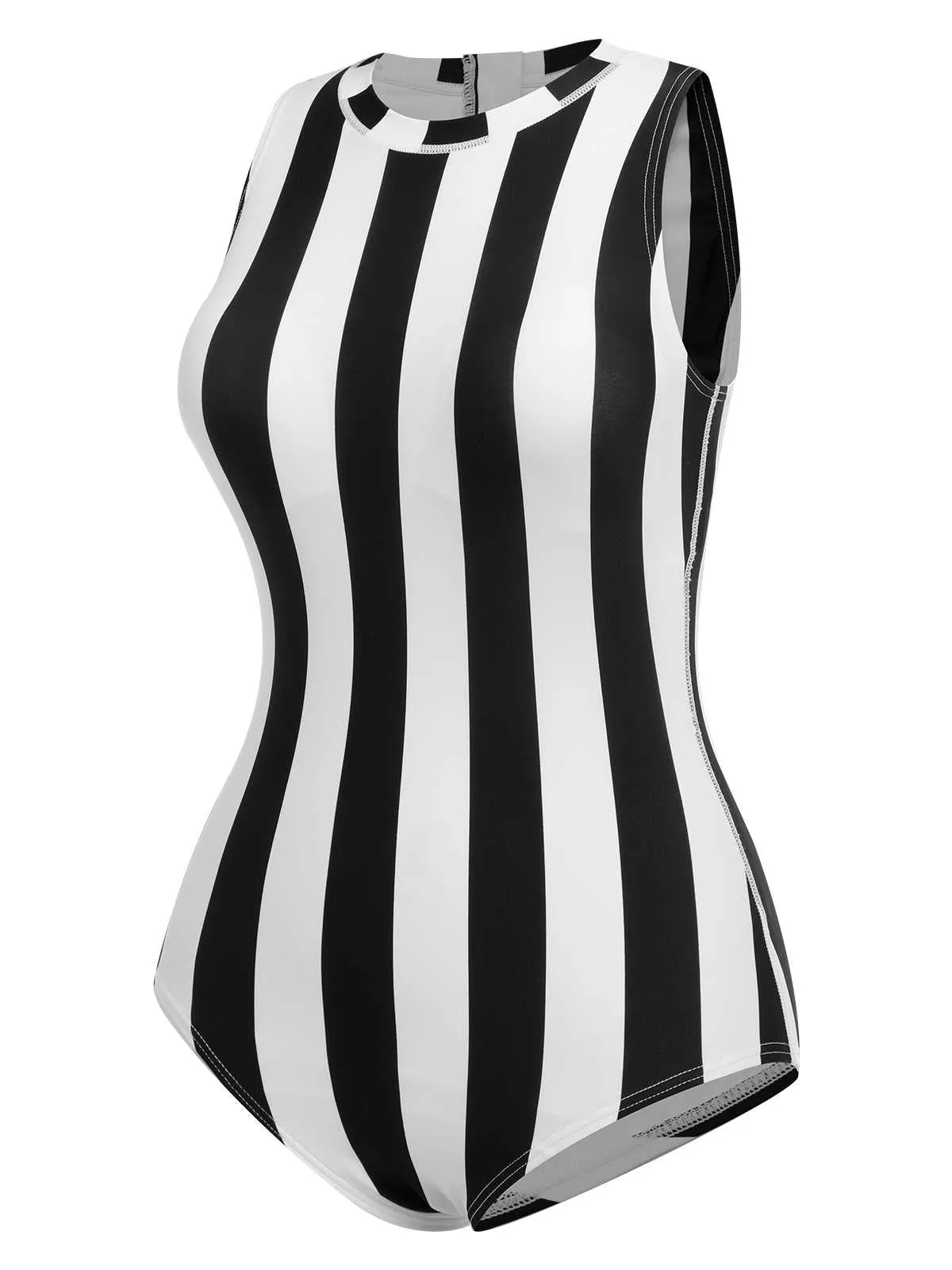 1950s Contrast Stripes Triangle One-Piece Swimsuit sold by Retro Stage product image thumbnail 3