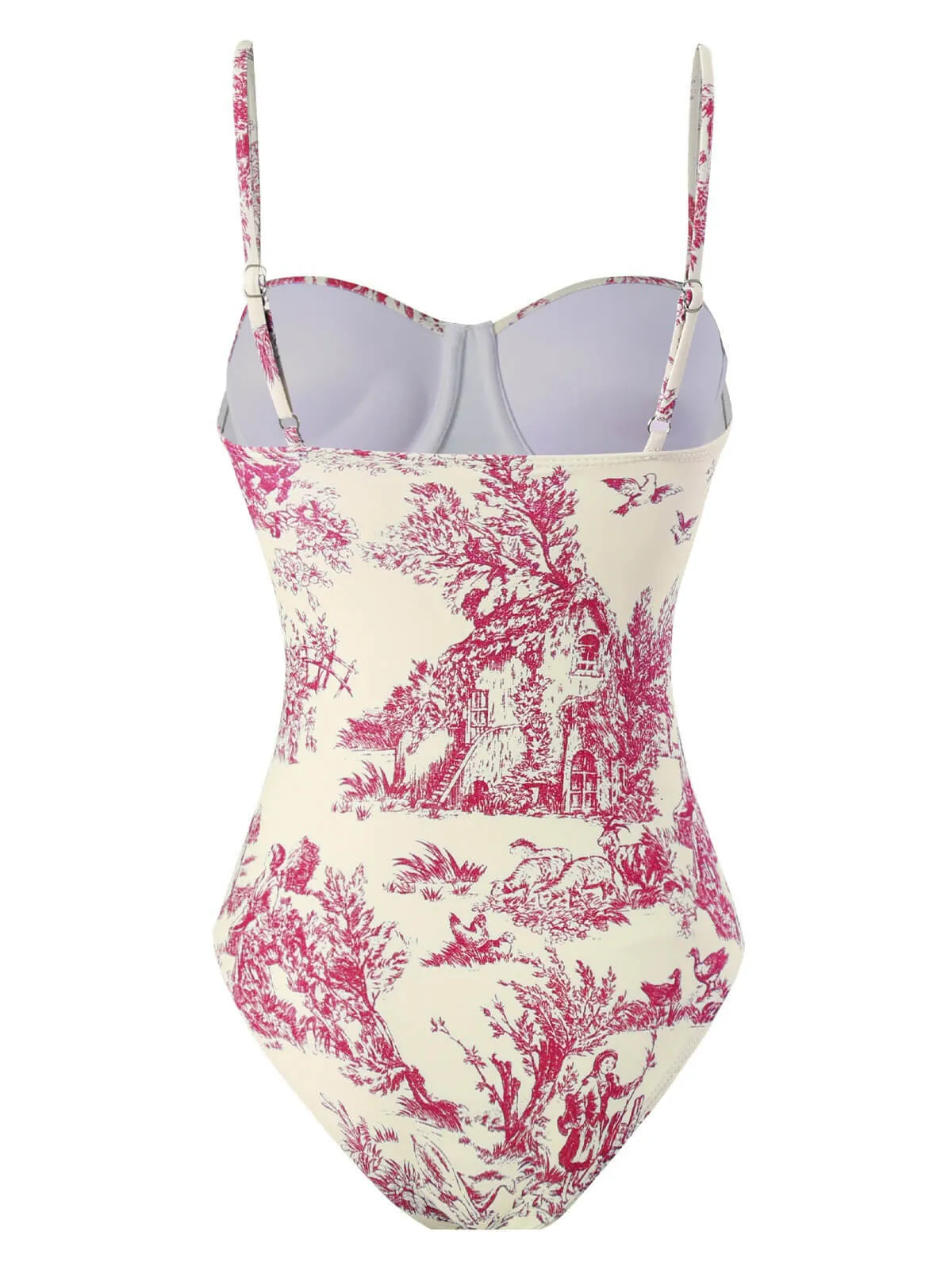 1960s Ink Floral Spaghetti Strap One-Piece Swimsuit sold by Retro Stage product image thumbnail 5