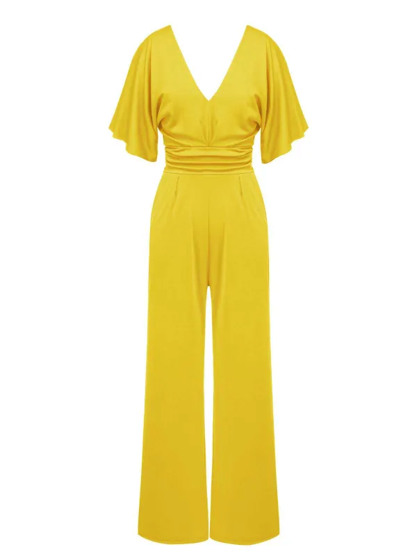 1930s V-Neck Knitted Solid Jumpsuit sold by Retro Stage