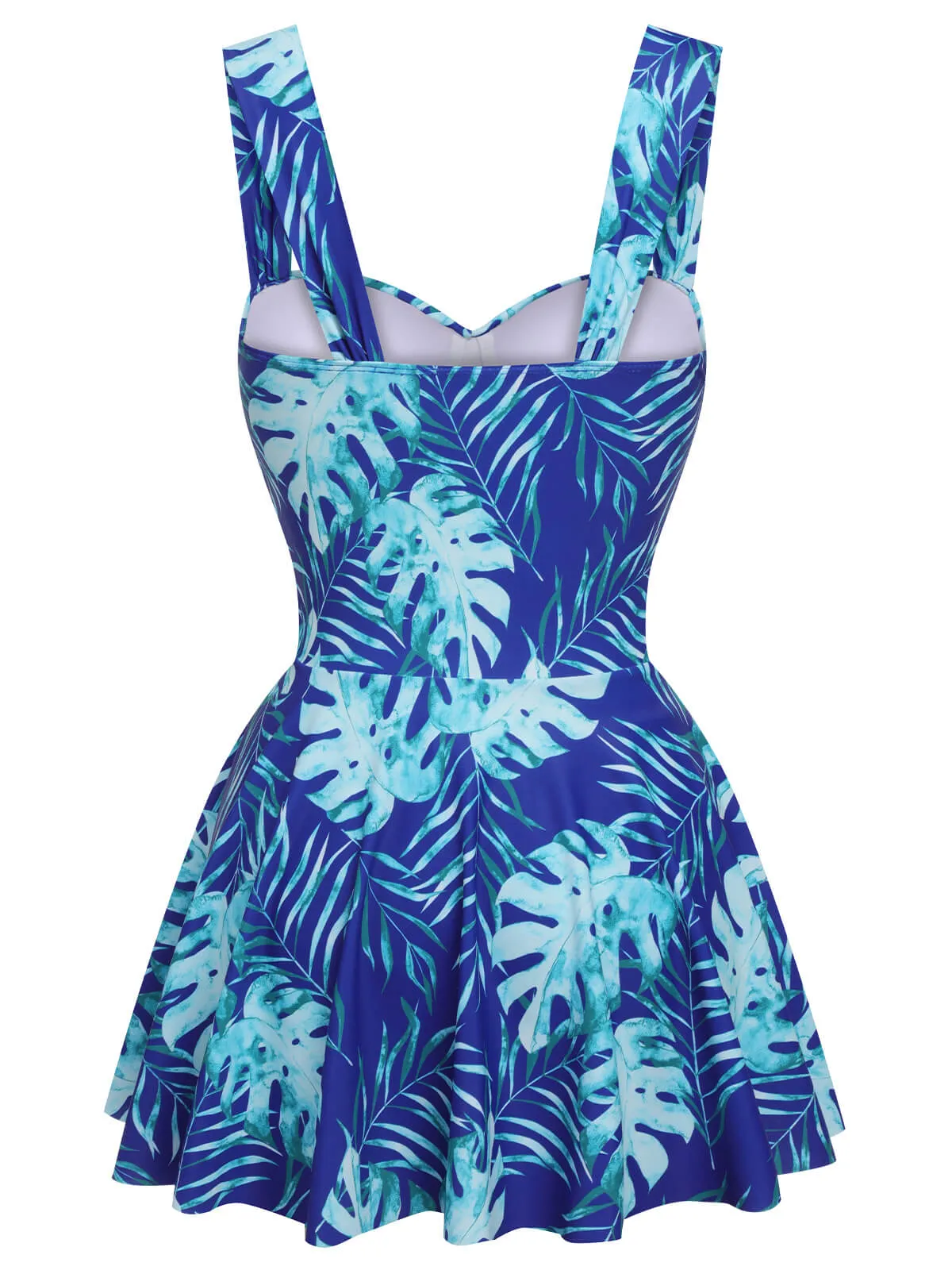 Royal Blue 1960s Tropical Plants Swimsuit Set sold by Retro Stage product image thumbnail 3