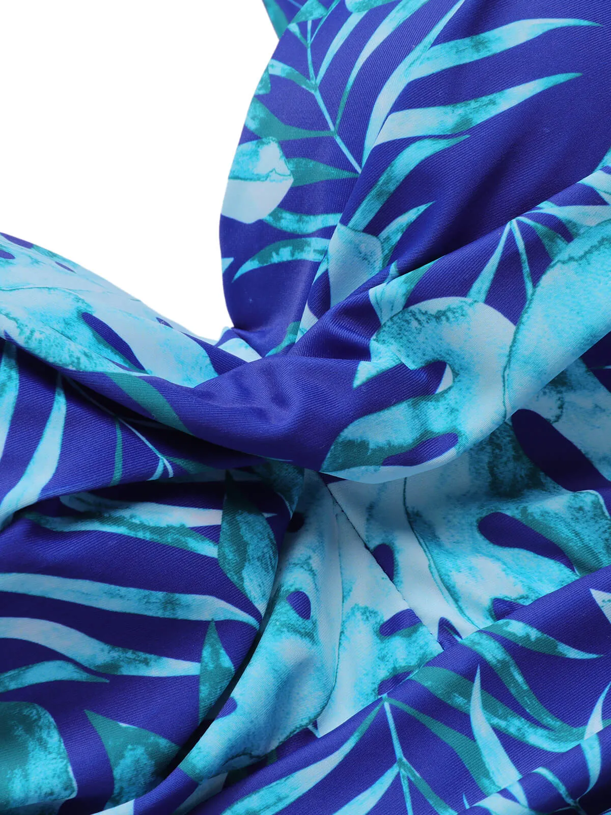 Royal Blue 1960s Tropical Plants Swimsuit Set sold by Retro Stage product image thumbnail 5