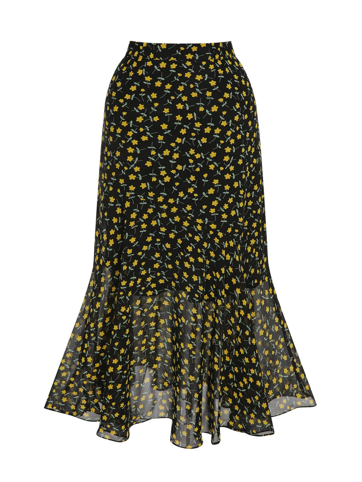 Multicolor 1930s Flowers Fishtail Skirt sold by Retro Stage product image thumbnail 2