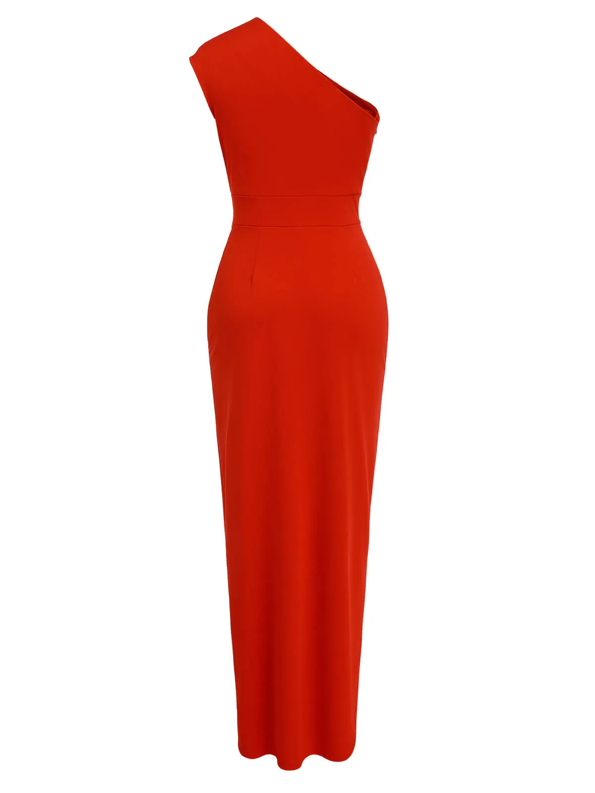Red 1960s One Shoulder Slit Long Dress sold by Retro Stage product image thumbnail 3