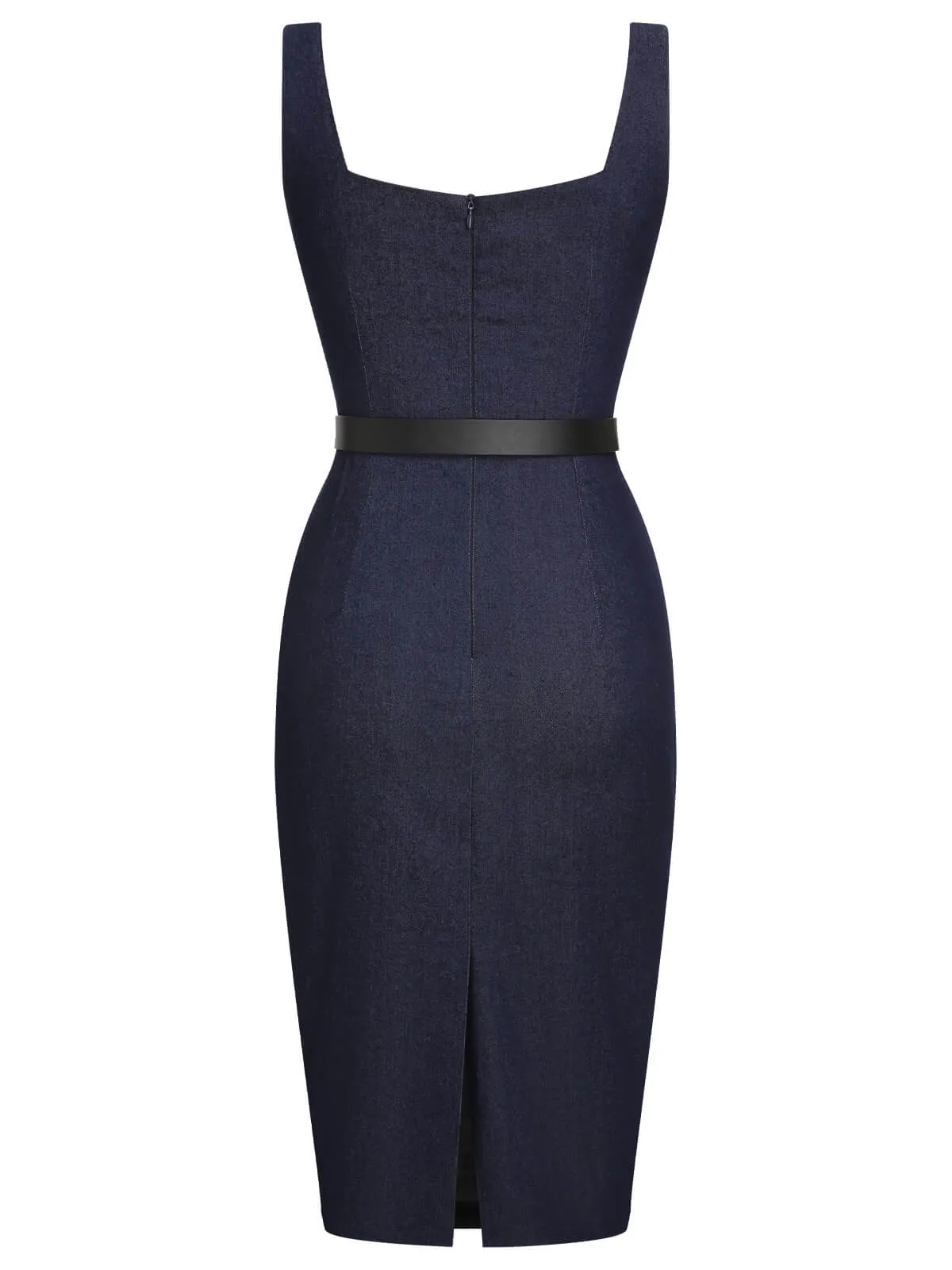 Blue 1960s Solid Square Neck Cowboy Dress sold by Retro Stage product image thumbnail 4