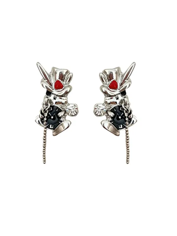 Playful Rabbit Alloy Stud Earrings sold by Retro Stage