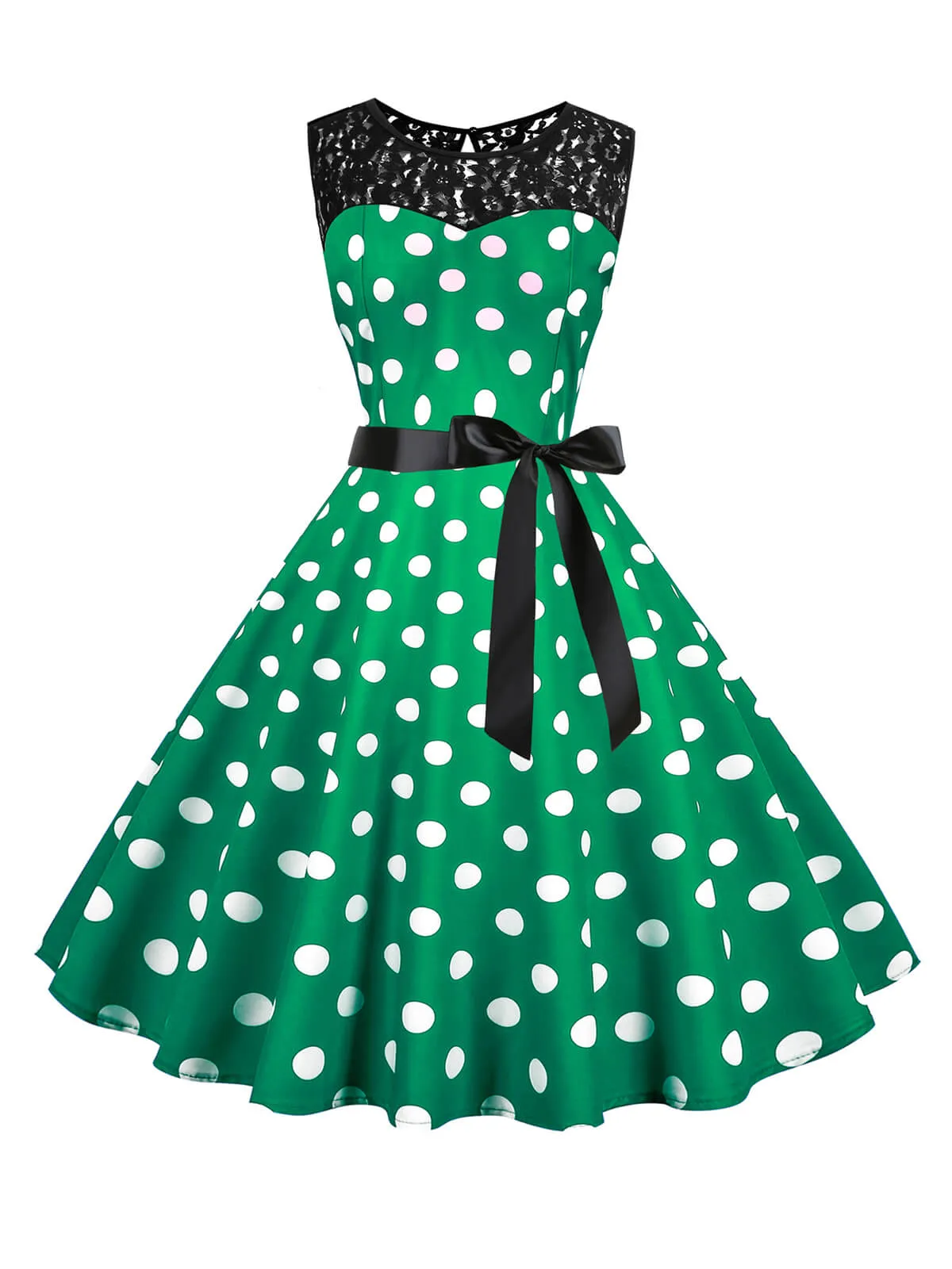 1950s Polka Dot Lace Patchwork Dress sold by Retro Stage product image thumbnail 4