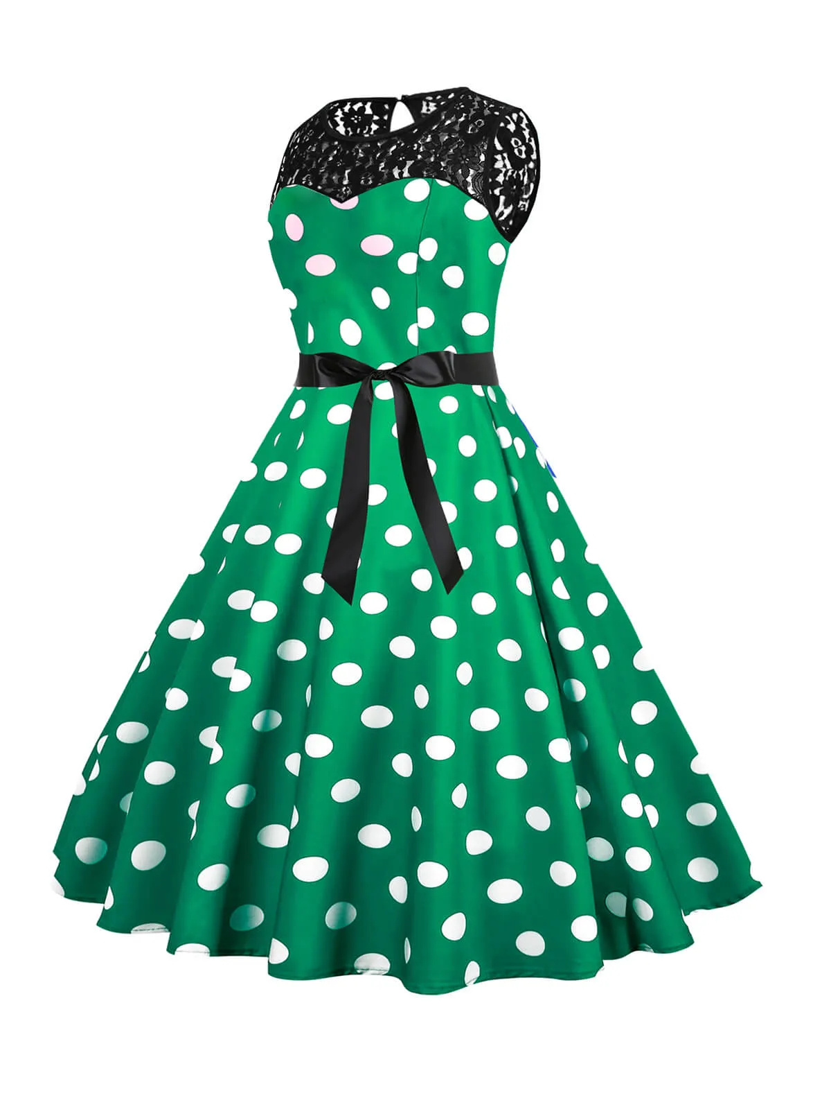 1950s Polka Dot Lace Patchwork Dress sold by Retro Stage product image thumbnail 5