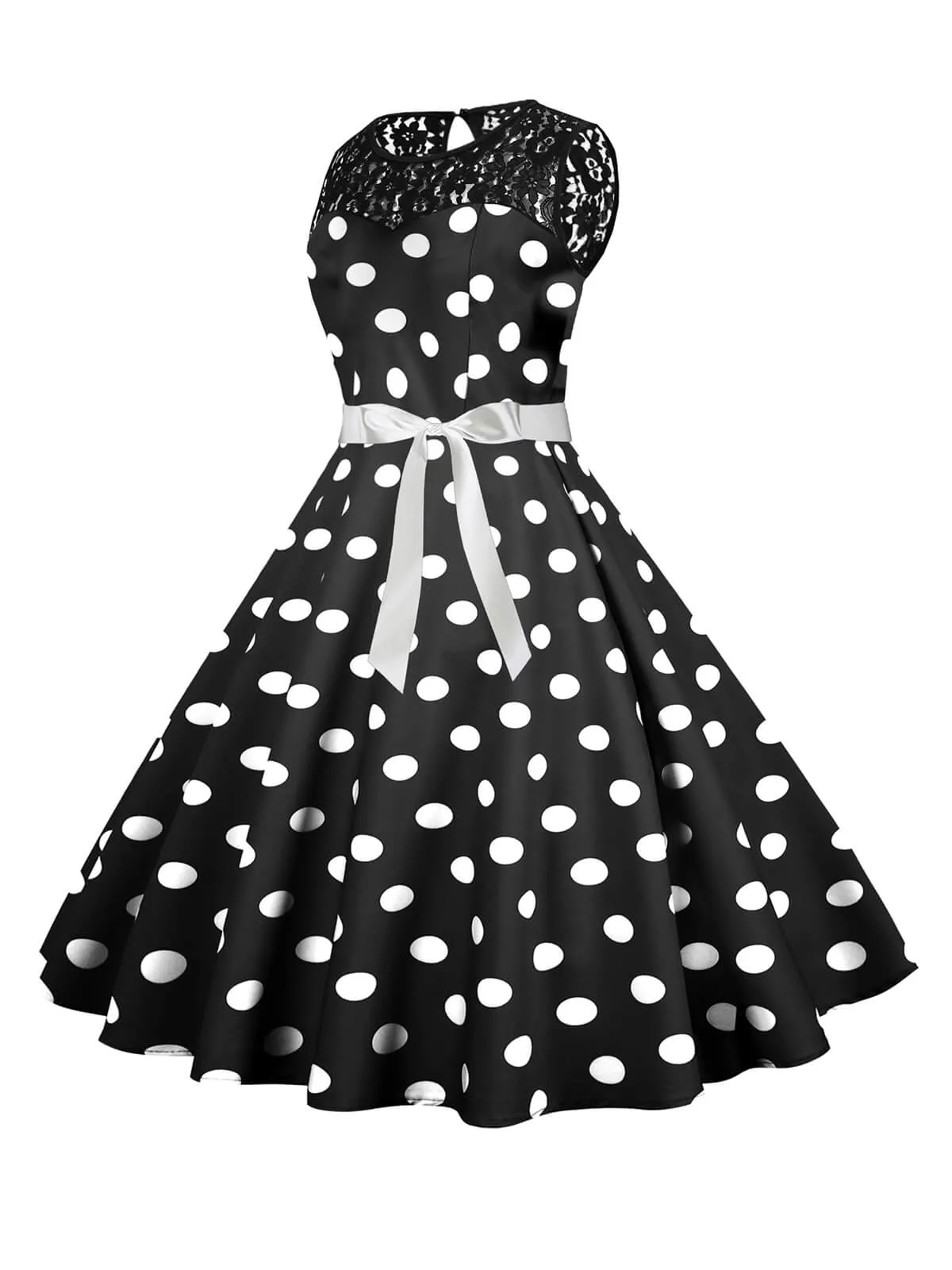 1950s Polka Dot Lace Patchwork Dress sold by Retro Stage product image thumbnail 2