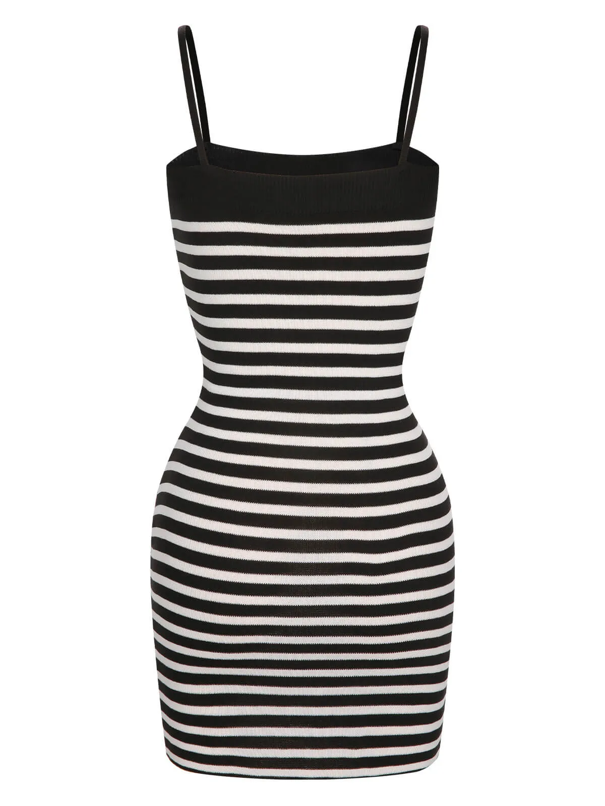 2PCS 1960s Black White Striped Knit Strap Dress & Cardigan sold by Retro Stage product image thumbnail 5