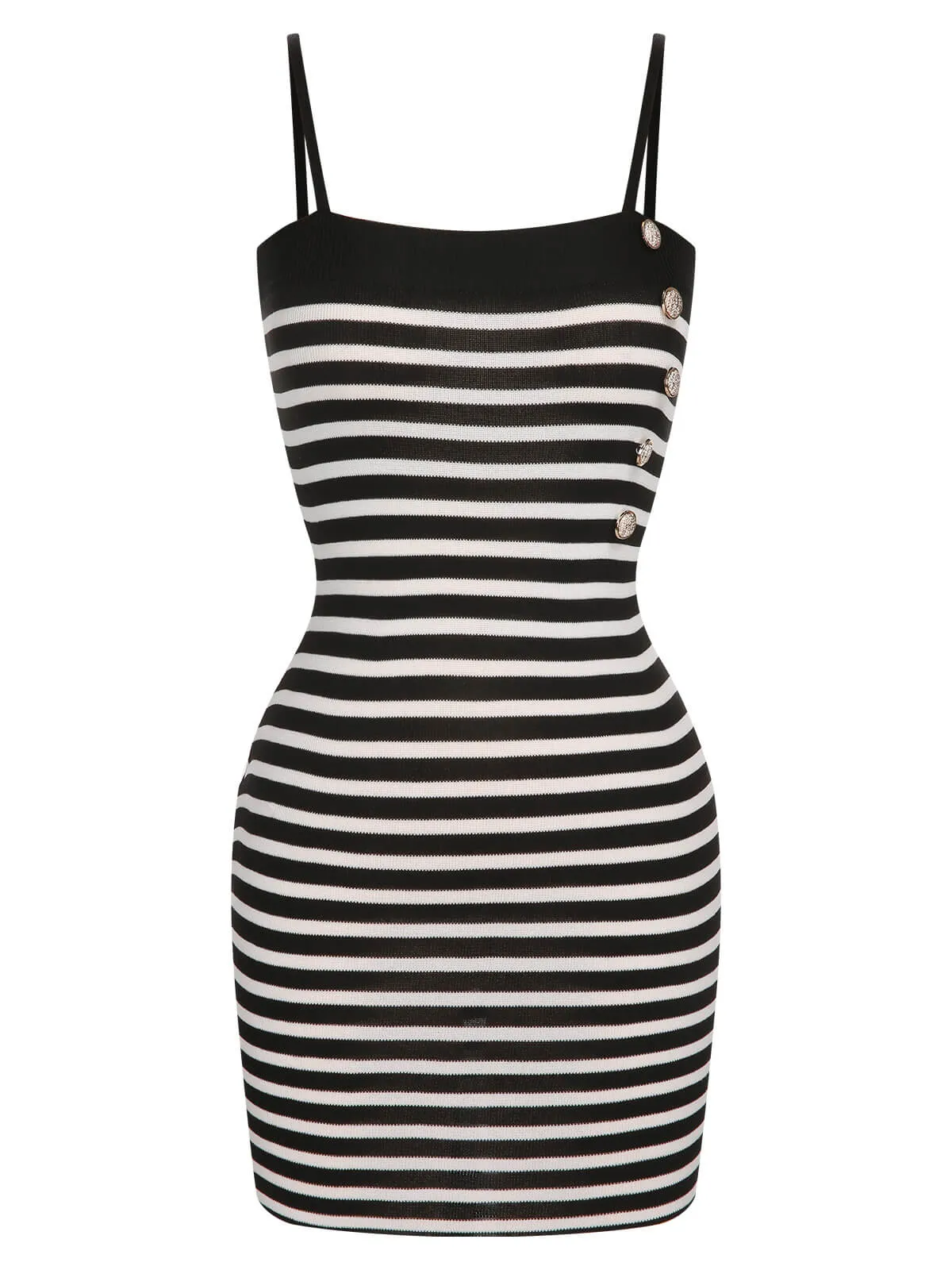 2PCS 1960s Black White Striped Knit Strap Dress & Cardigan sold by Retro Stage product image thumbnail 4