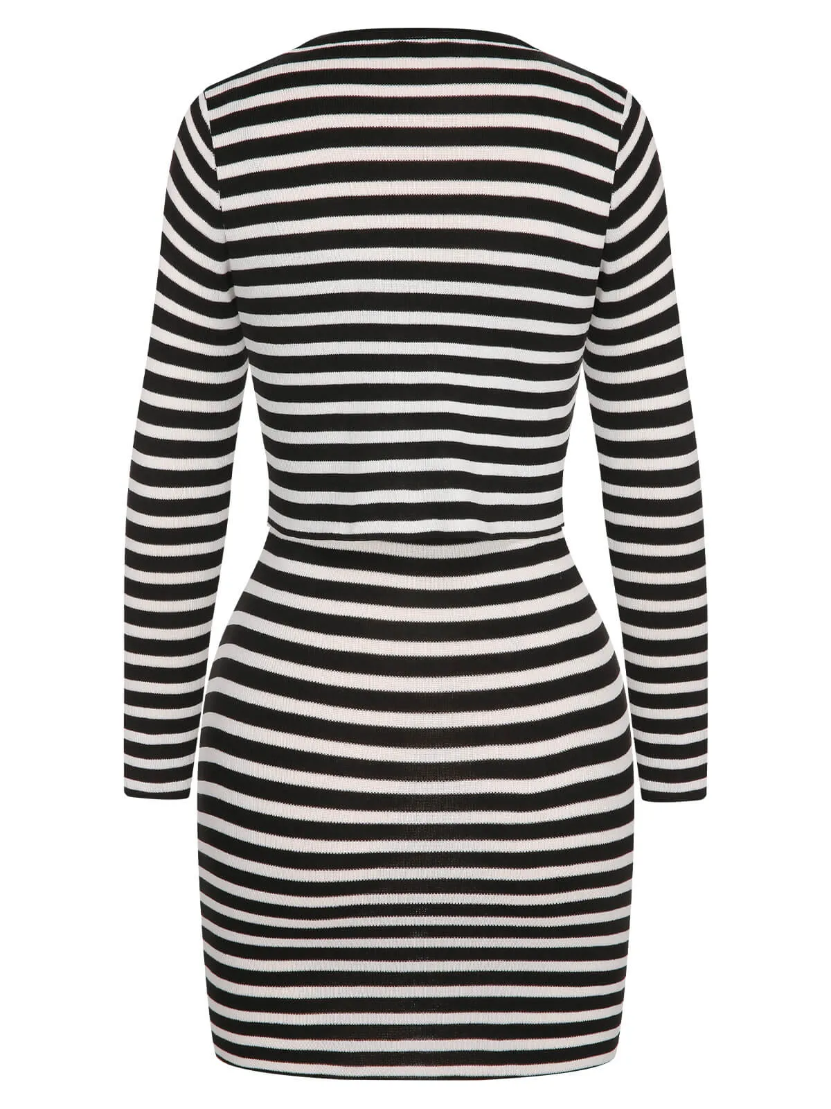 2PCS 1960s Black White Striped Knit Strap Dress & Cardigan sold by Retro Stage product image thumbnail 3