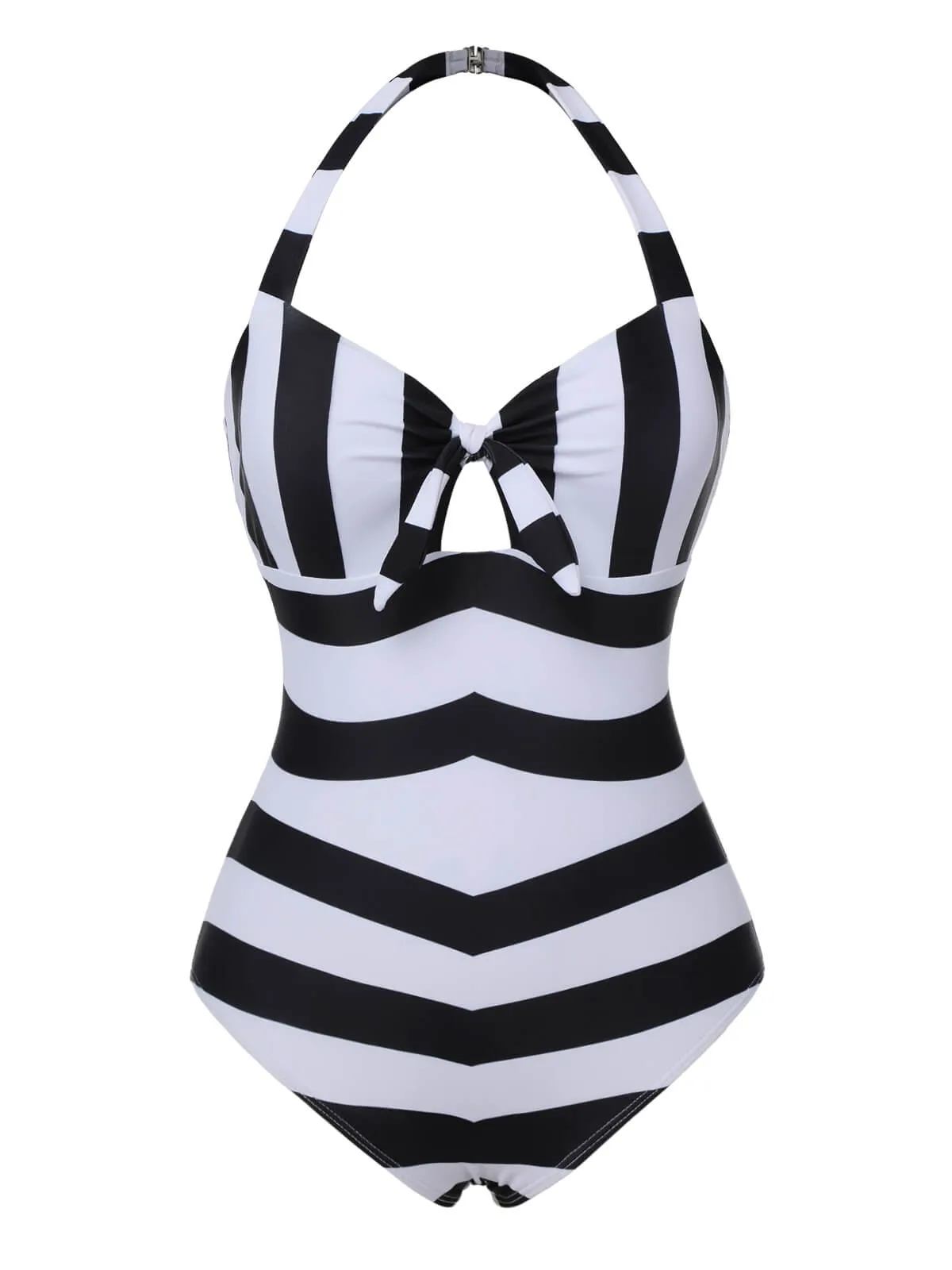 Black & White 1950s Barbie Stripes Halter Swimsuit sold by Retro Stage product image thumbnail 2