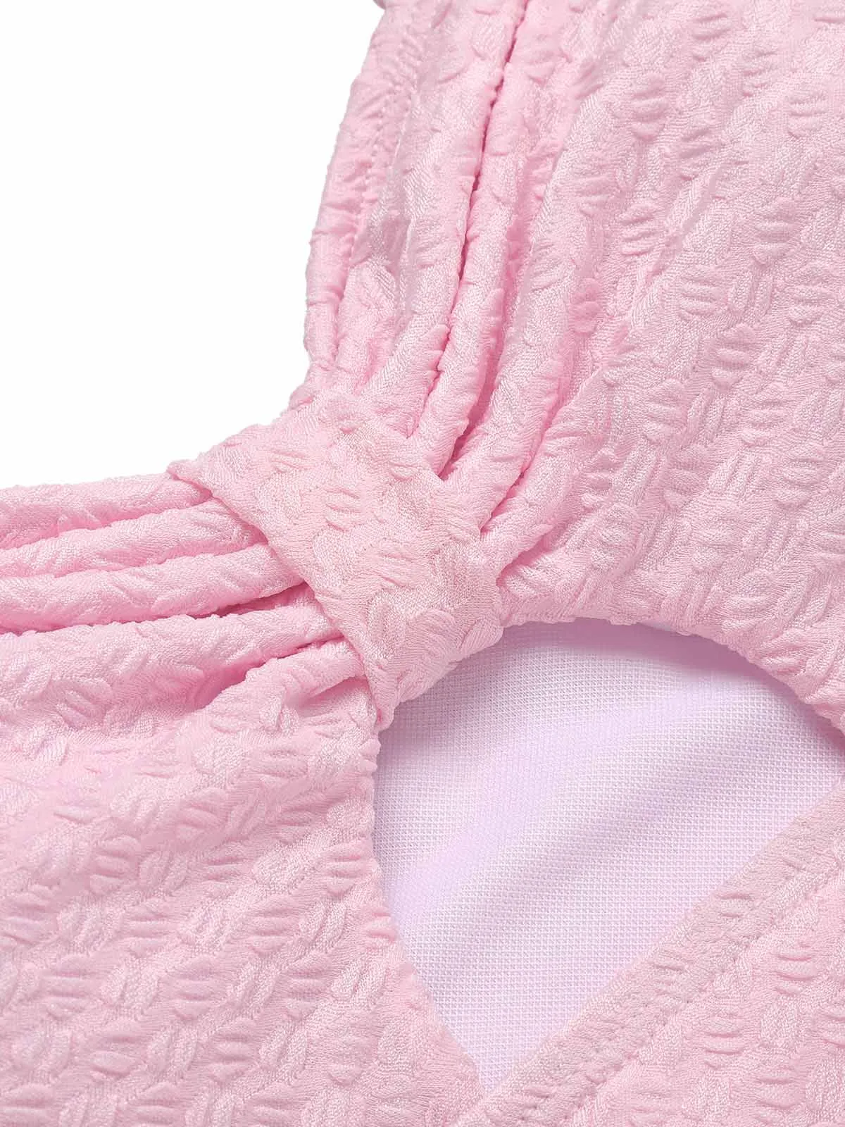 Pale Pink 1950s Solid Ruched Swimsuit sold by Retro Stage product image thumbnail 5