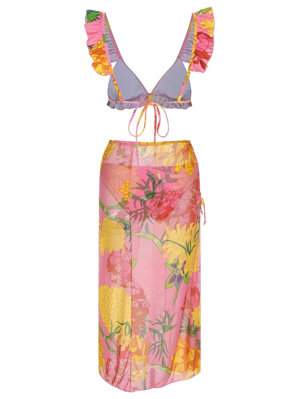 3PCS 1970s Pink Floral Swimsuit Set sold by Retro Stage product image thumbnail 4