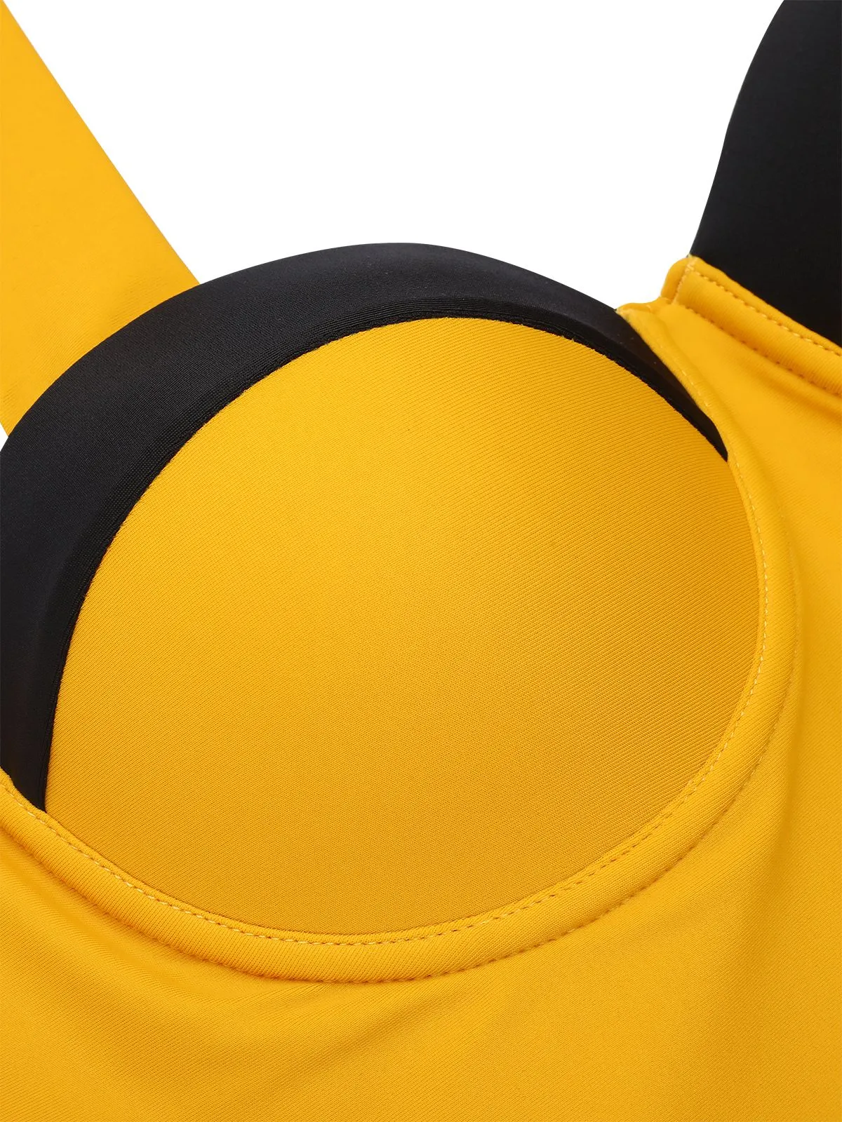 Yellow 1940s Contrast Halter Patchwork Swimsuit sold by Retro Stage product image thumbnail 4