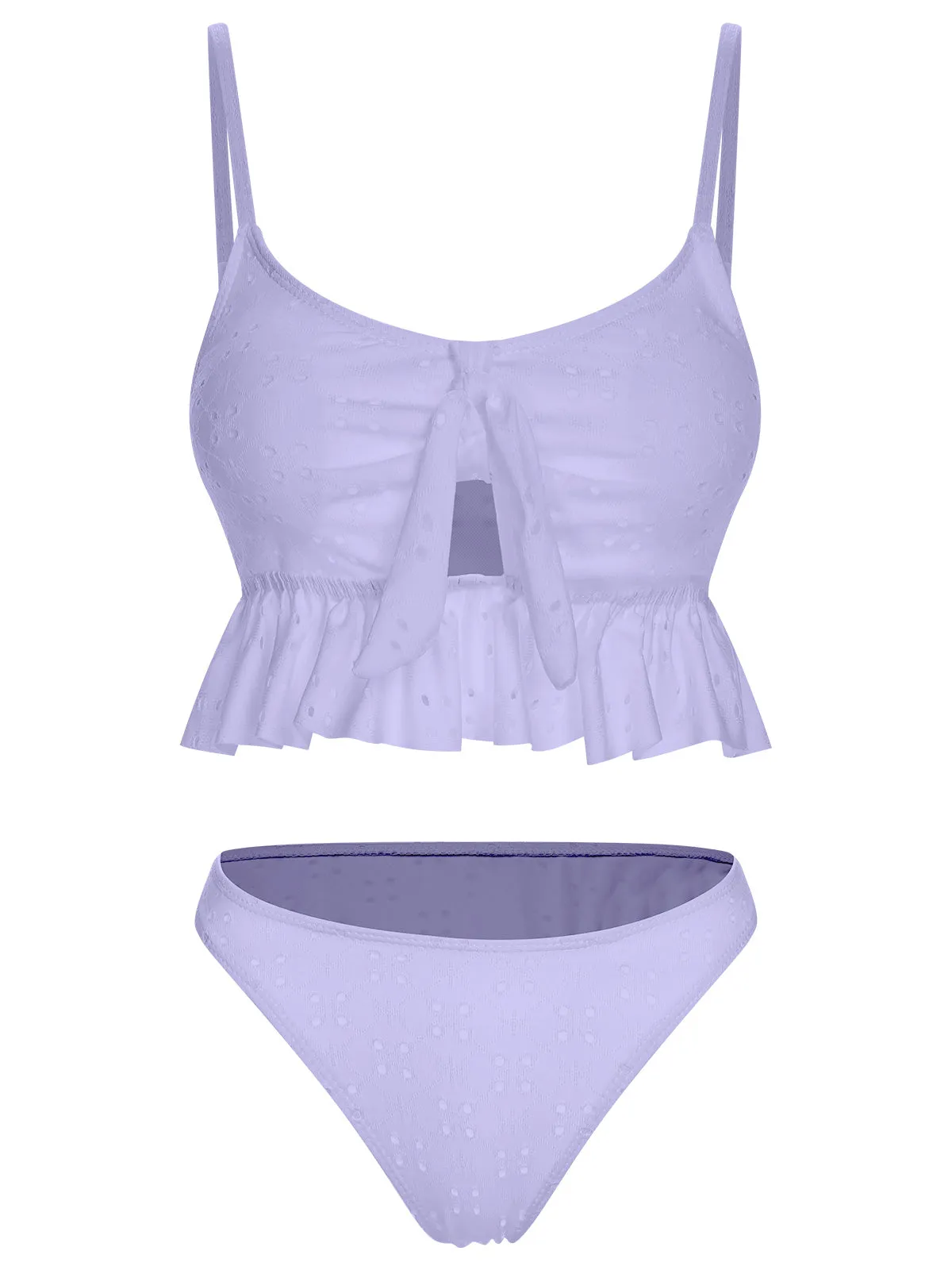 1950s Spaghetti Strap Solid Ruffles Swimsuit & Cover-Up sold by Retro Stage product image thumbnail 4