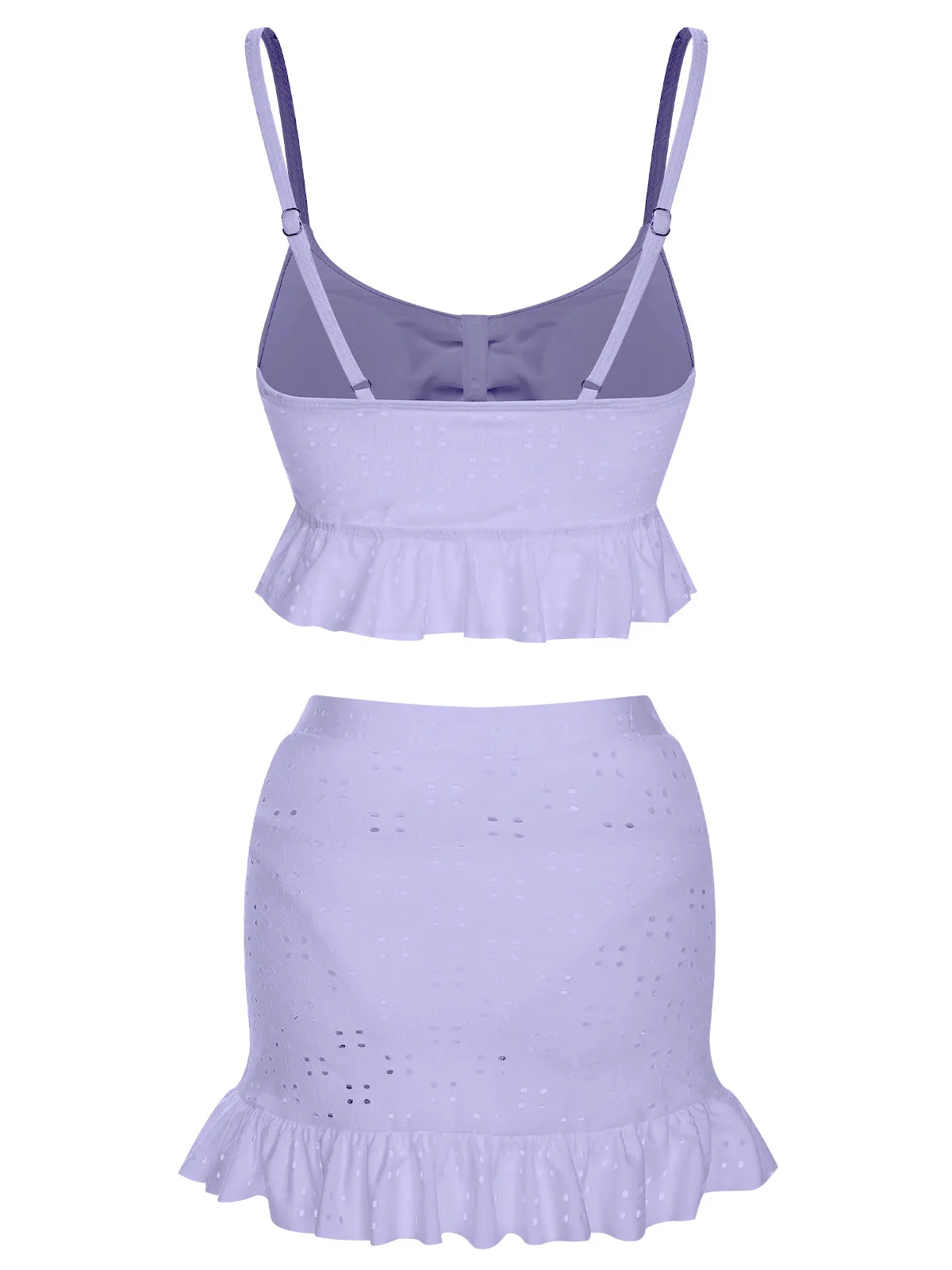 1950s Spaghetti Strap Solid Ruffles Swimsuit & Cover-Up sold by Retro Stage product image thumbnail 3