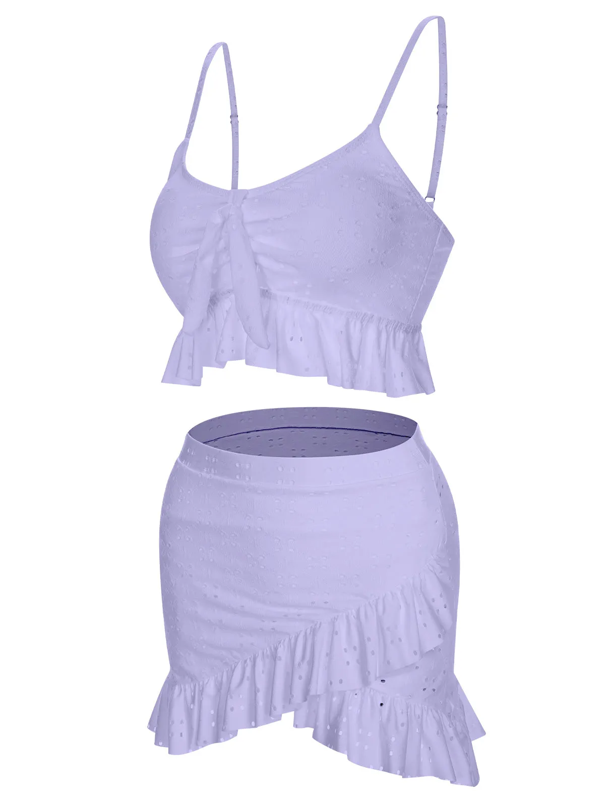 1950s Spaghetti Strap Solid Ruffles Swimsuit & Cover-Up sold by Retro Stage product image thumbnail 2