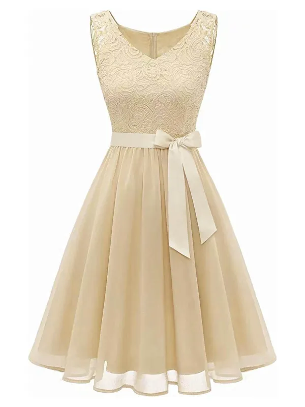 1940s Solid Lace Chiffon Patchwork Dress sold by Retro Stage