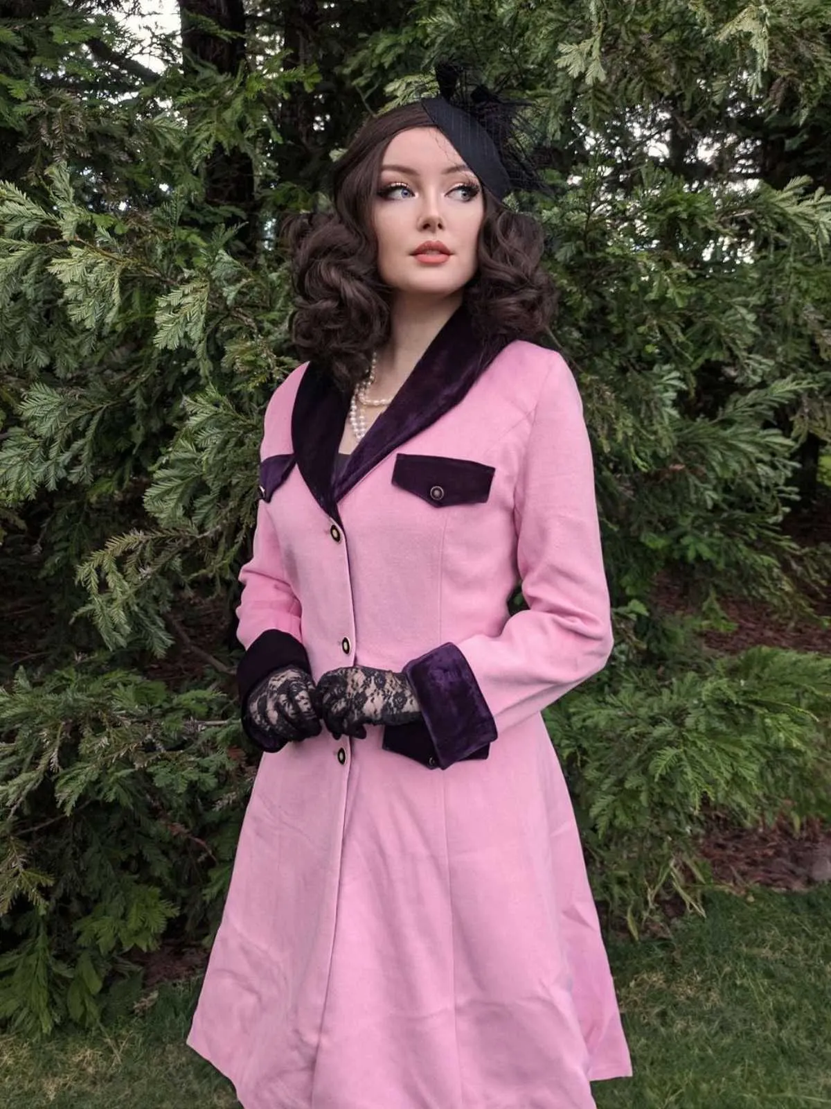 Pink 1930s Velvet Patchwork Button Coat sold by Retro Stage