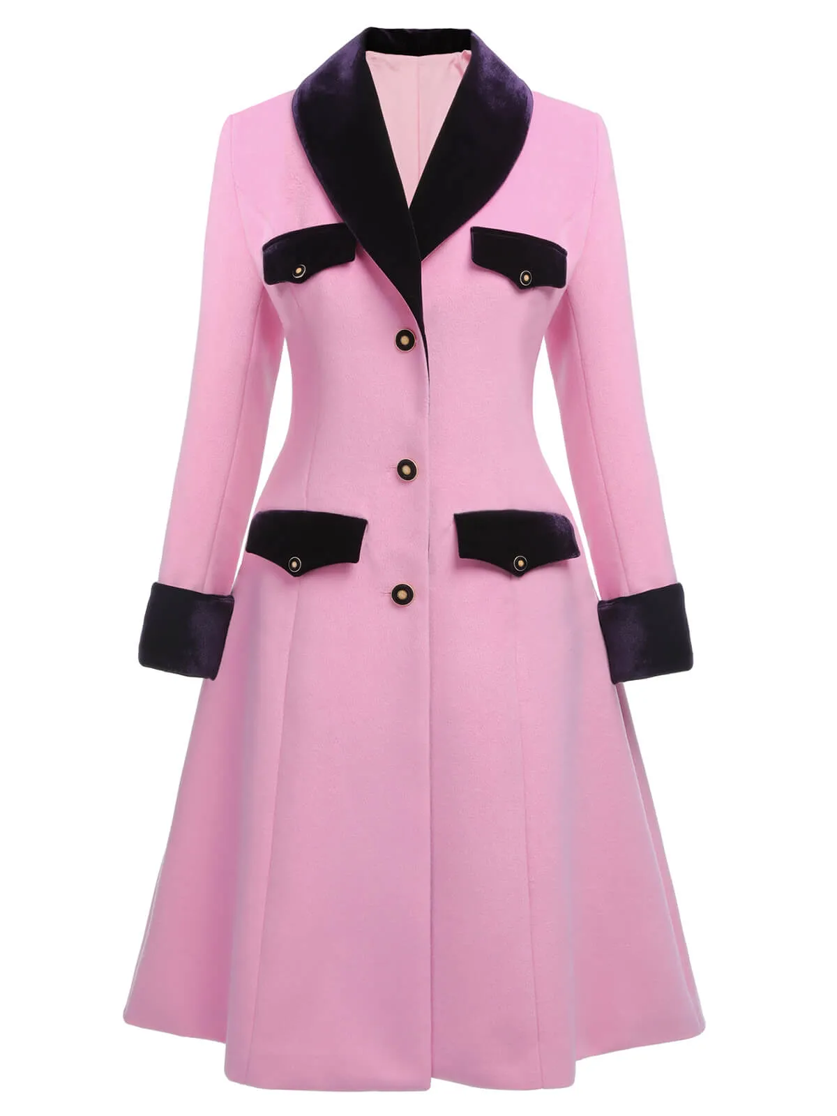 Pink 1930s Velvet Patchwork Button Coat sold by Retro Stage product image thumbnail 5