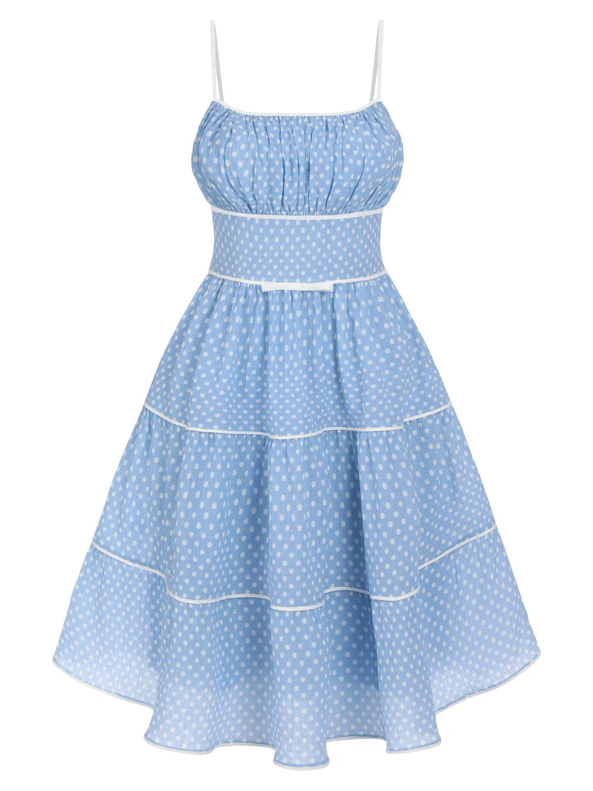 Sky Blue 1950s Strap Polka Dot Swing Dress sold by Retro Stage product image thumbnail 2