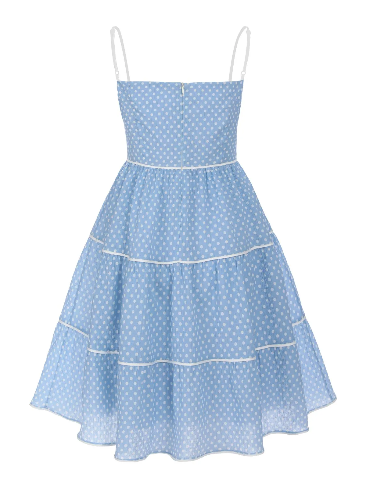 Sky Blue 1950s Strap Polka Dot Swing Dress sold by Retro Stage product image thumbnail 4