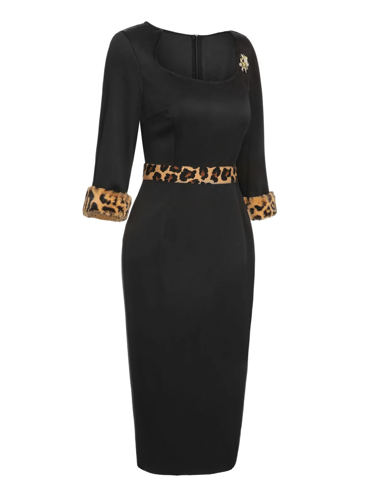 Black 1960s Raw Hem Leopard Asymmetric Wrap Dress sold by Retro Stage product image thumbnail 5