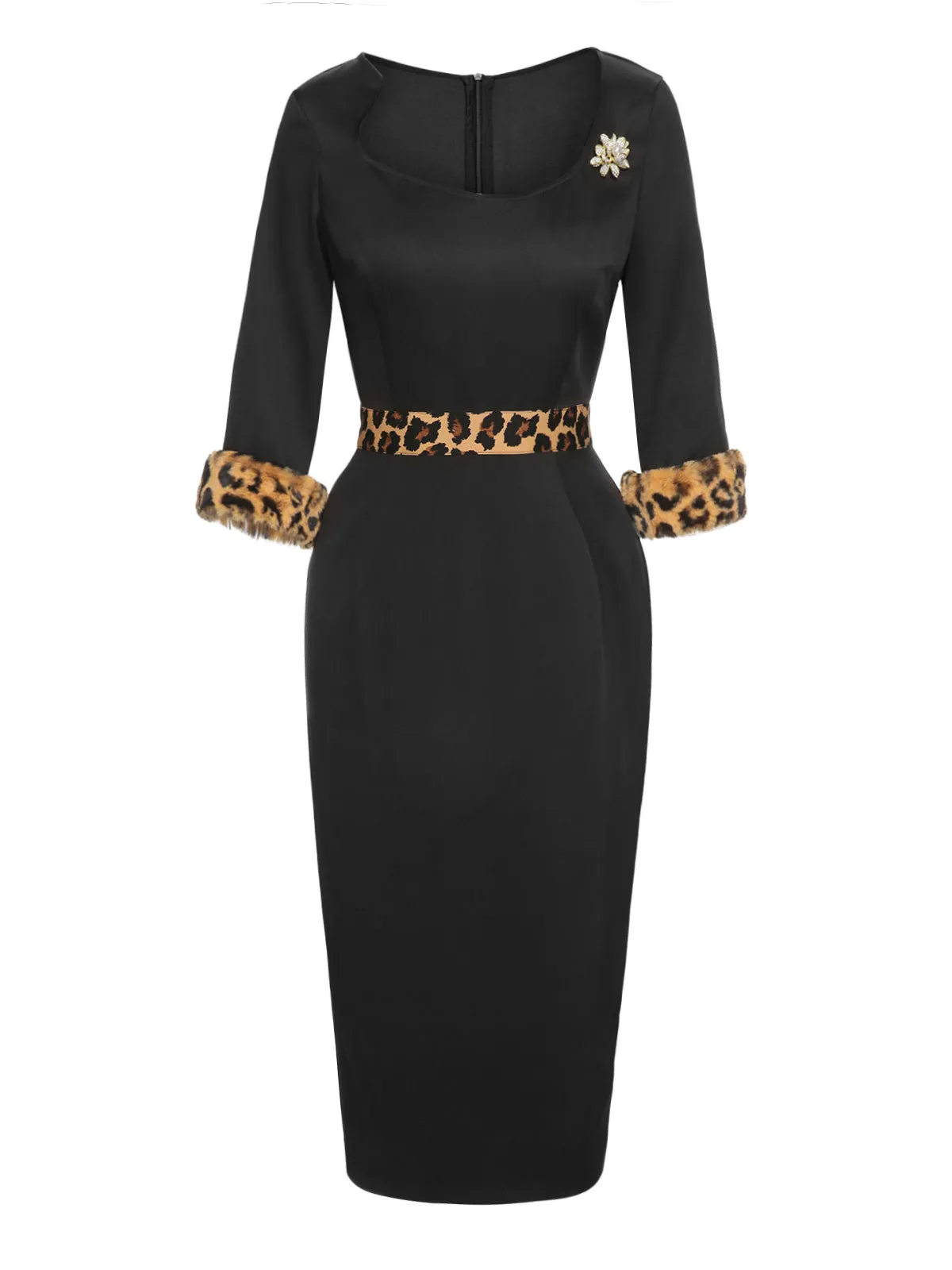 Black 1960s Raw Hem Leopard Asymmetric Wrap Dress sold by Retro Stage product image thumbnail 4