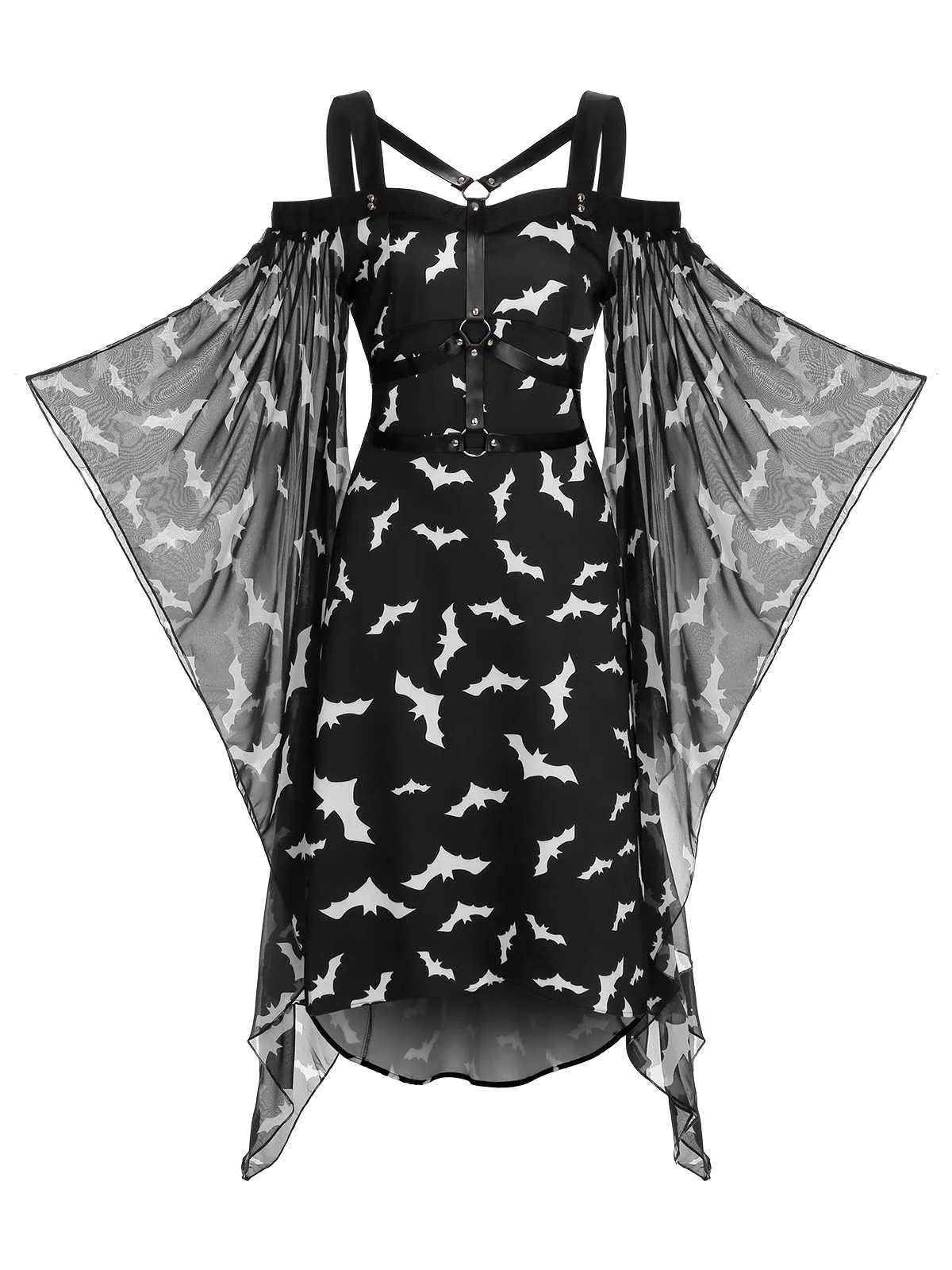 Black 1950s Halloween Spaghetti Strap Bat Dress sold by Retro Stage product image thumbnail 3