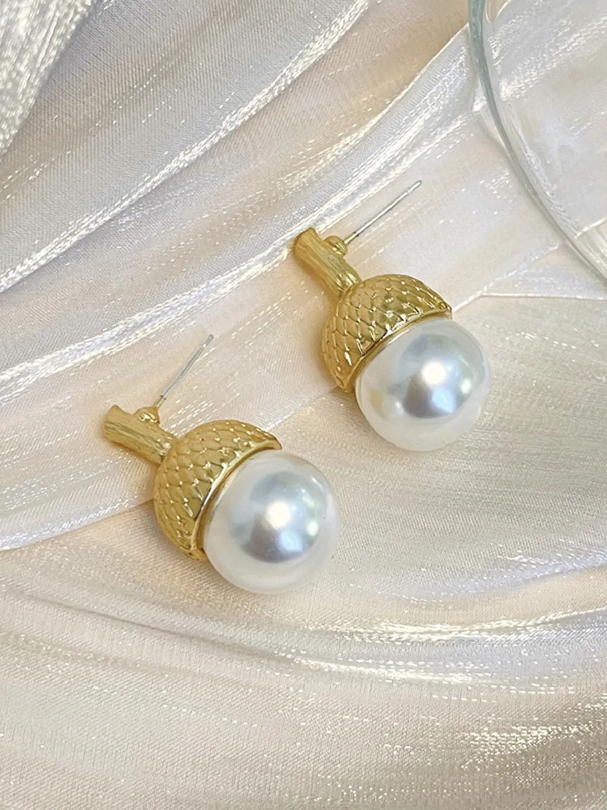 Vintage Pearl Pinecone Stud Earrings sold by Retro Stage product image thumbnail 3