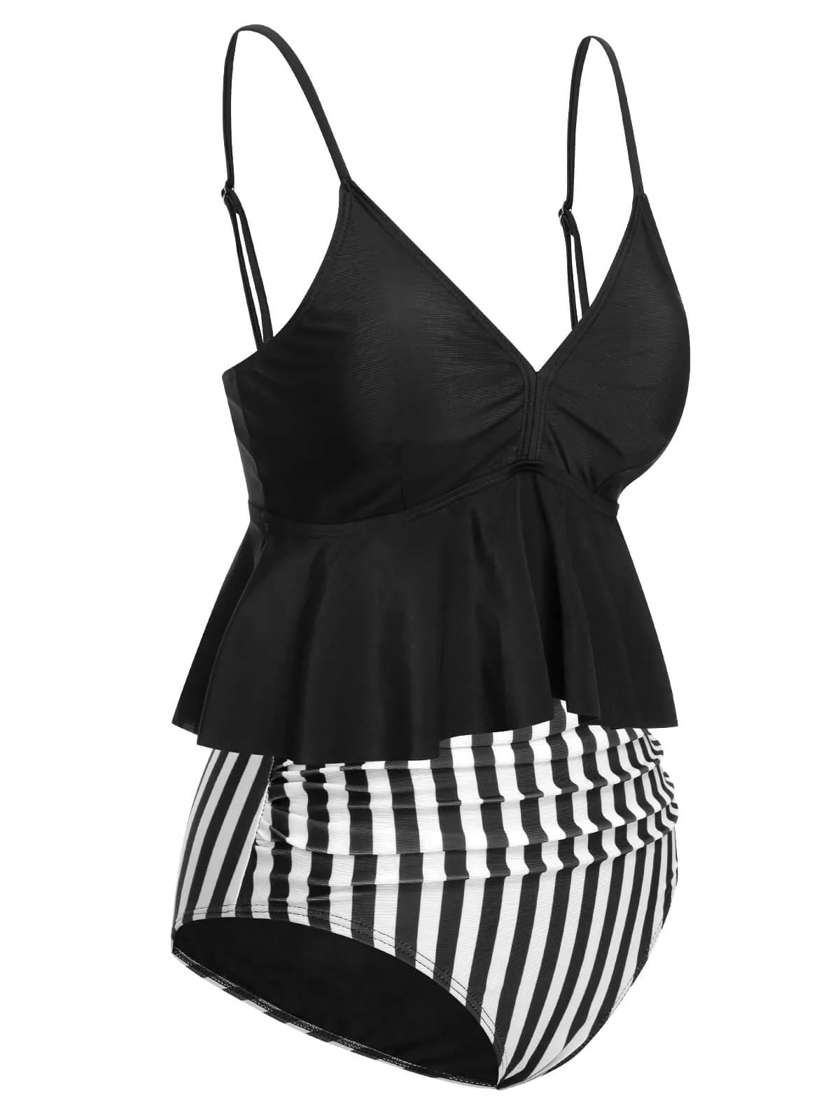 Black 1950s Striped Printed Separate Swimsuit sold by Retro Stage product image thumbnail 3