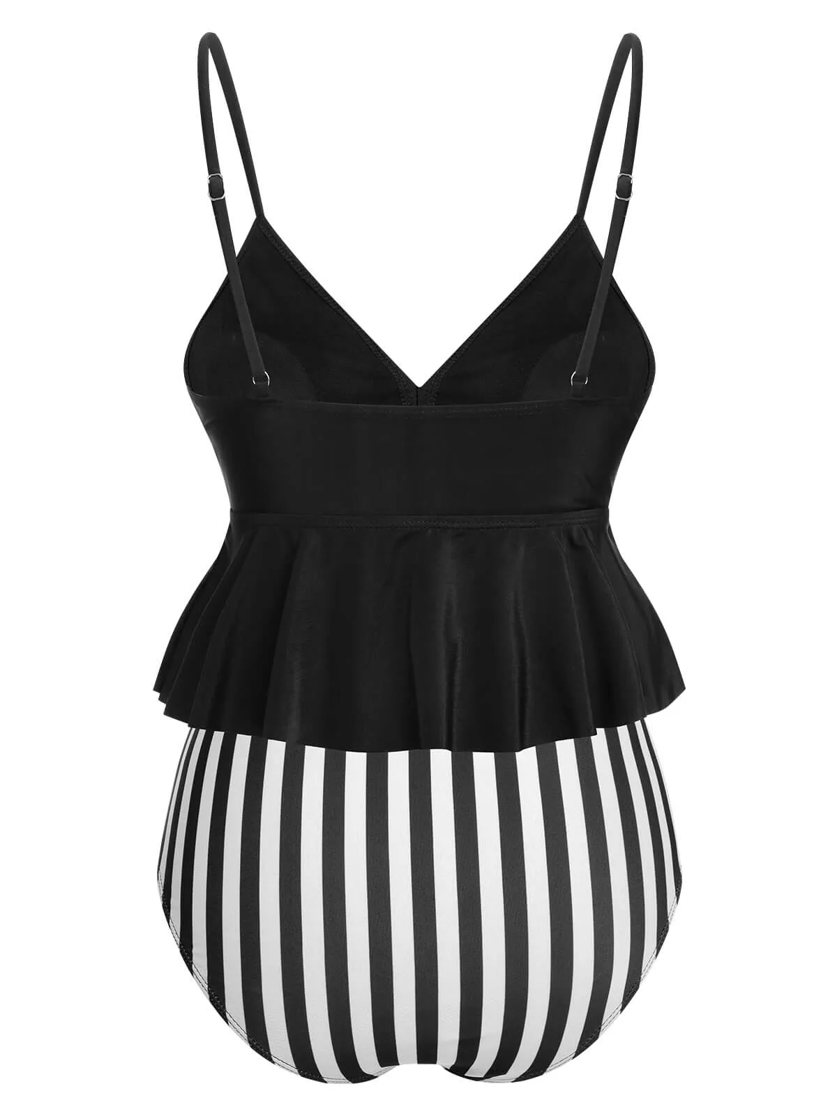 Black 1950s Striped Printed Separate Swimsuit sold by Retro Stage product image thumbnail 4