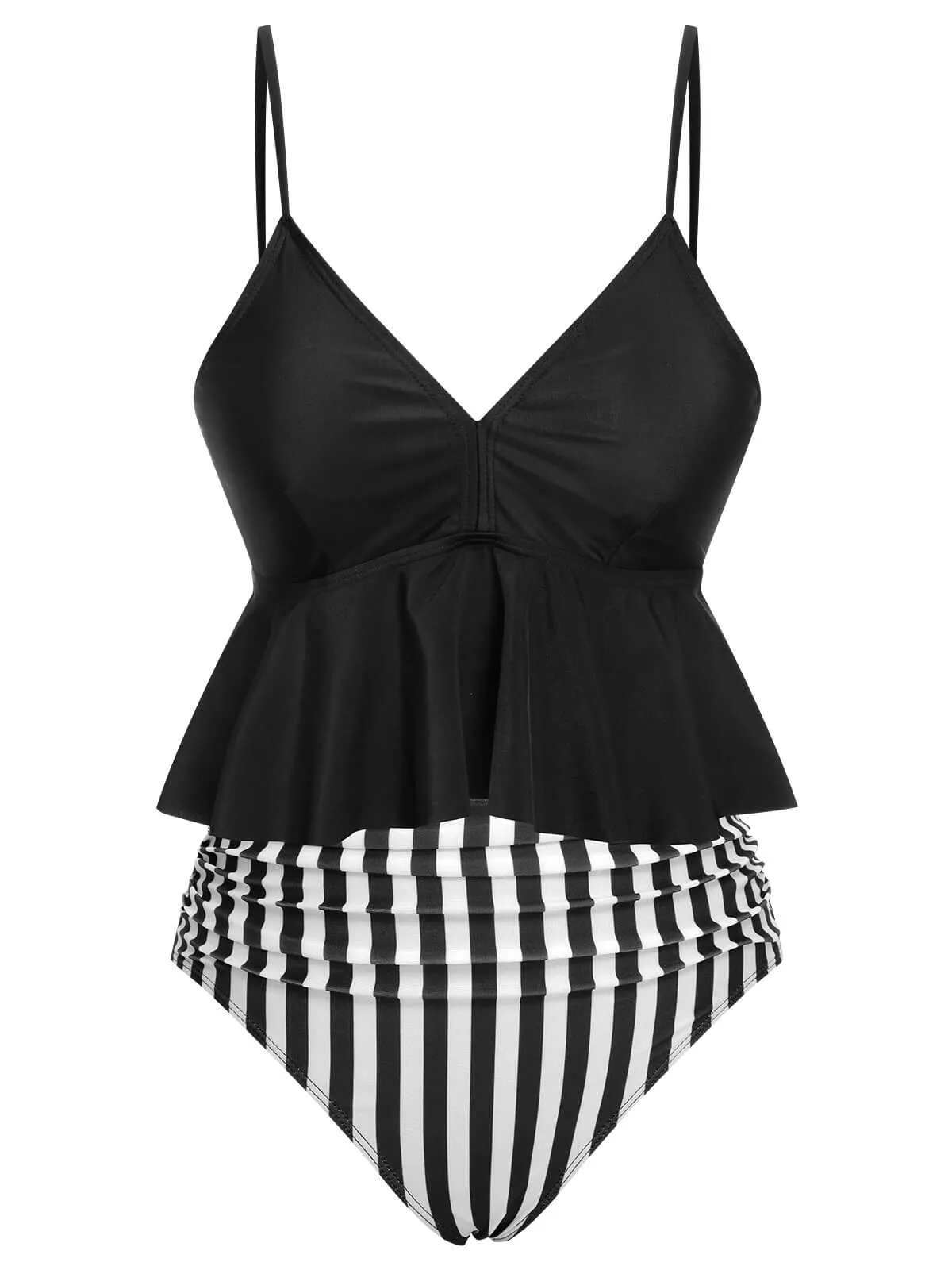 Black 1950s Striped Printed Separate Swimsuit sold by Retro Stage product image thumbnail 2