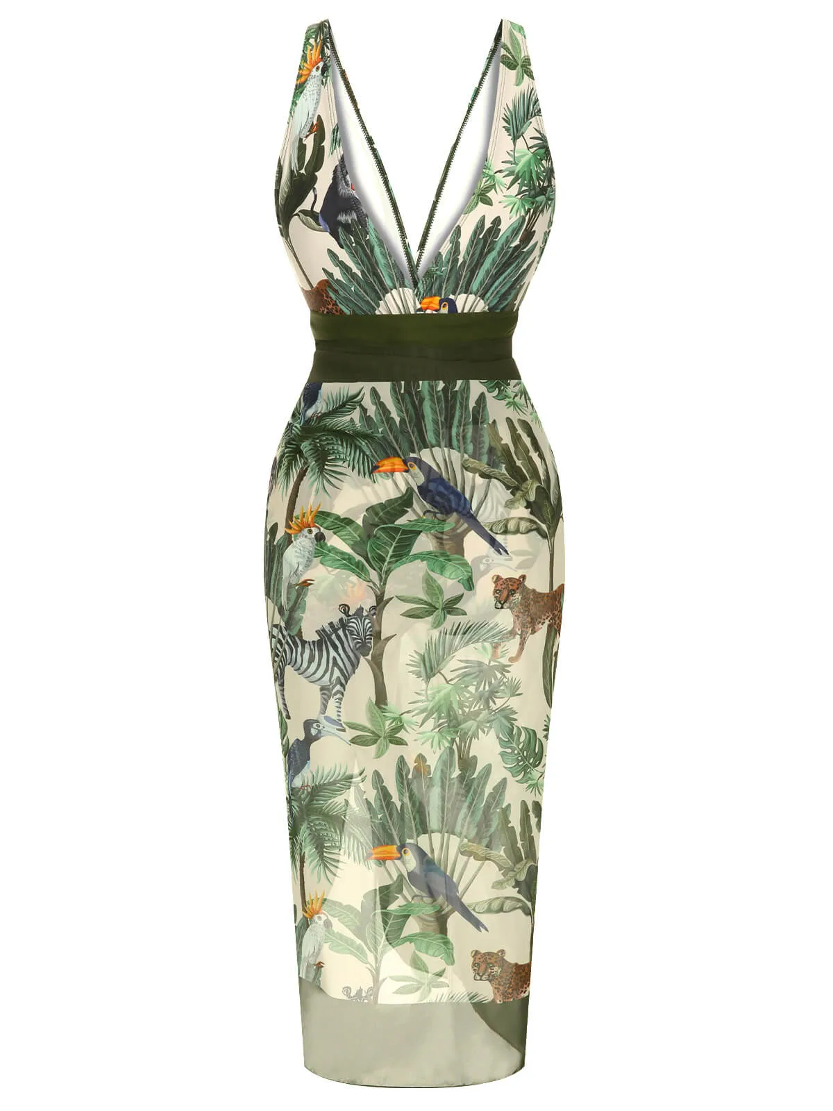 Multicolor 1960s Palm Leaf Swimsuit & Cover-Up sold by Retro Stage product image thumbnail 4