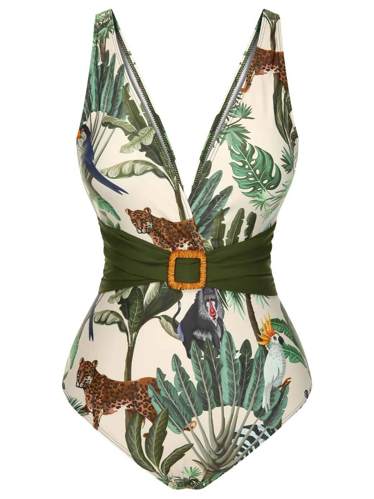 Multicolor 1960s Palm Leaf Swimsuit & Cover-Up sold by Retro Stage product image thumbnail 5