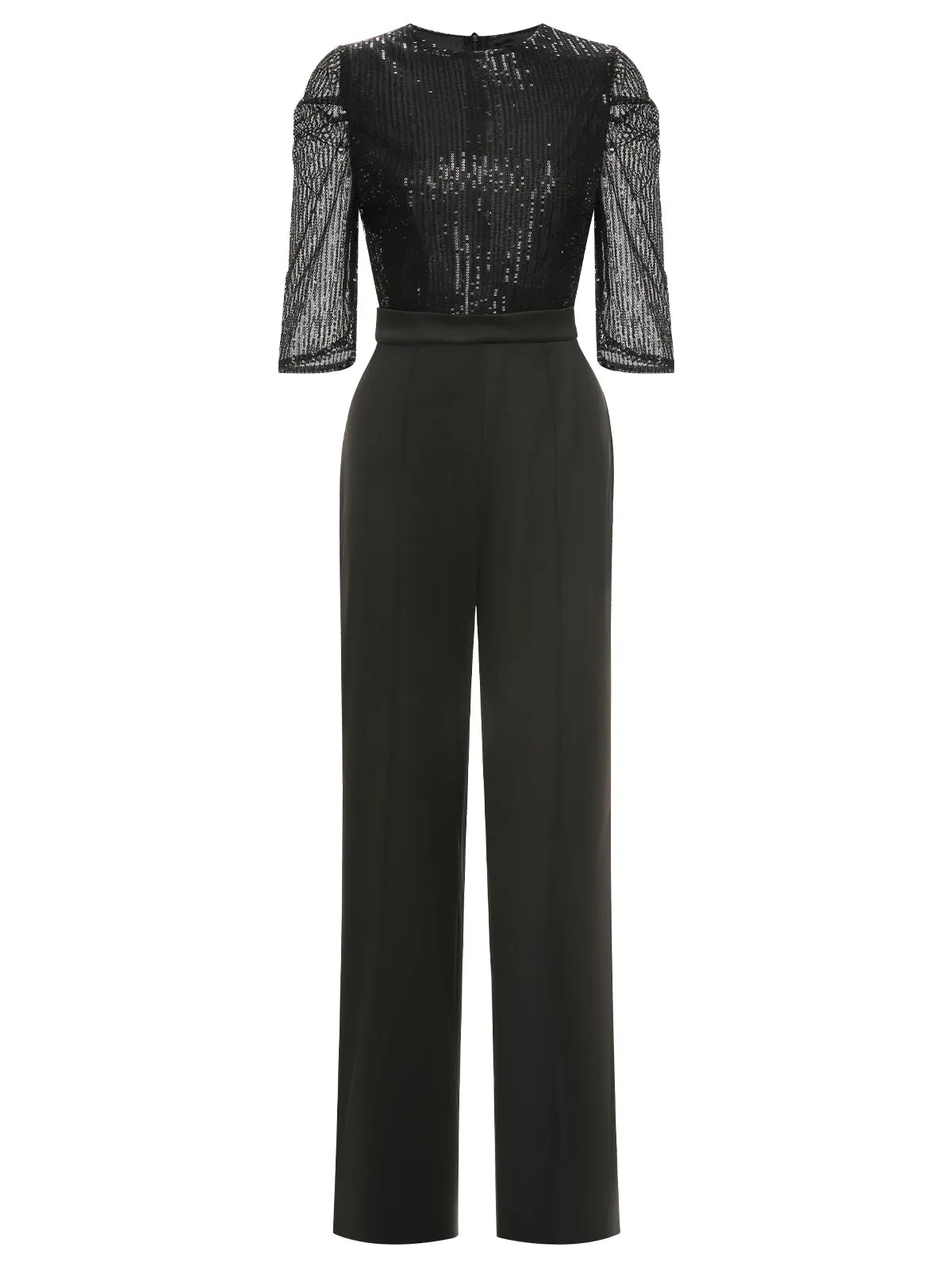 Black 1930s Sequined Patchwork Solid Jumpsuit sold by Retro Stage